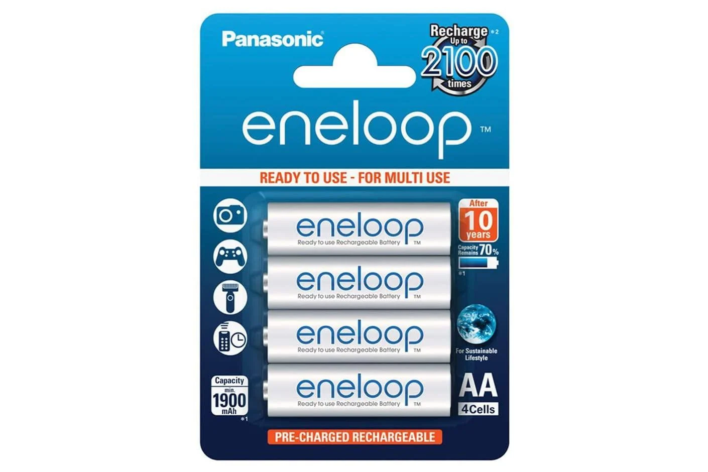 Panasonic Eneloop 1x4 Mignon AA 1900 mAh lot de 4 AA One size