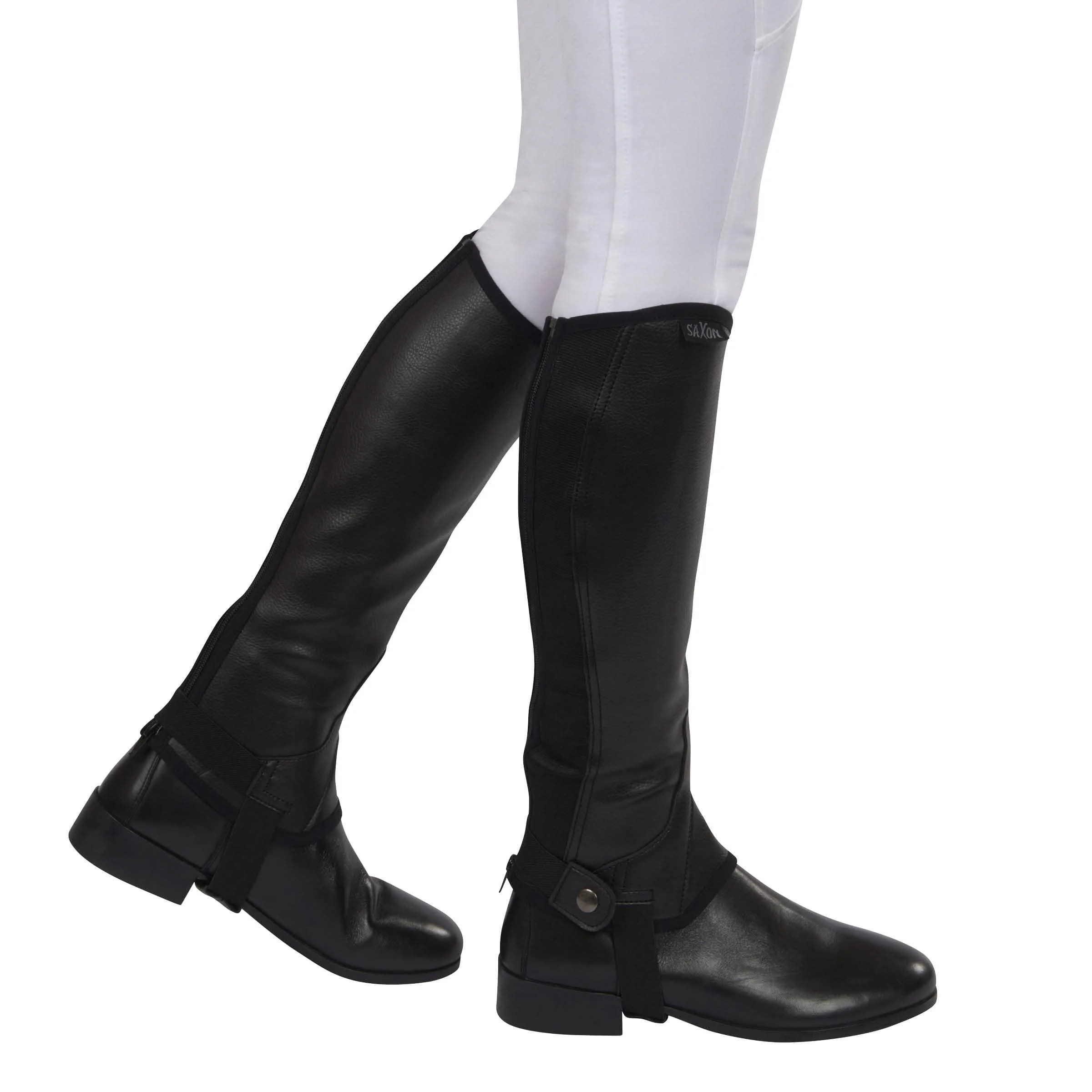 Saxon. Adult's Equileather Half Chaps Large Black