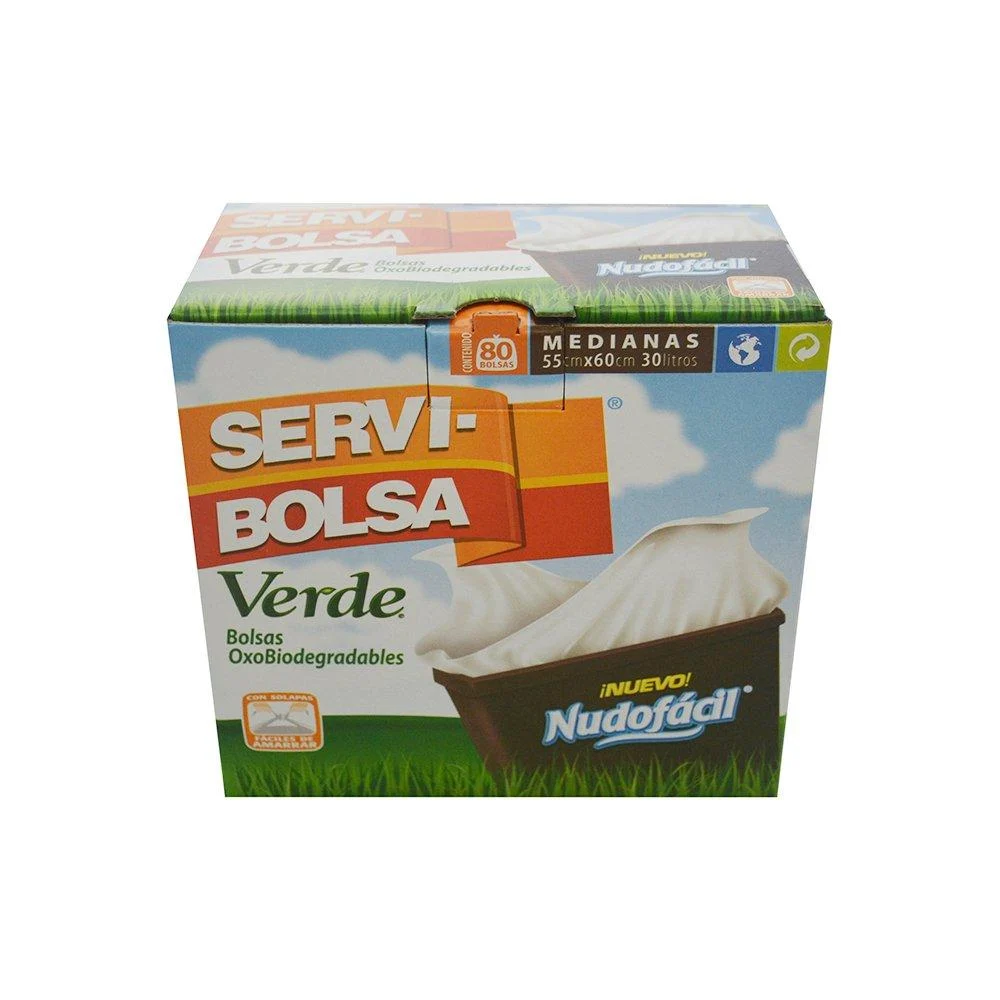 Servi-Bolsa Biodegradable Waste Bags with Easy Knot White Medium 55 x 60 cm 1 count (Pack of 1) White bags