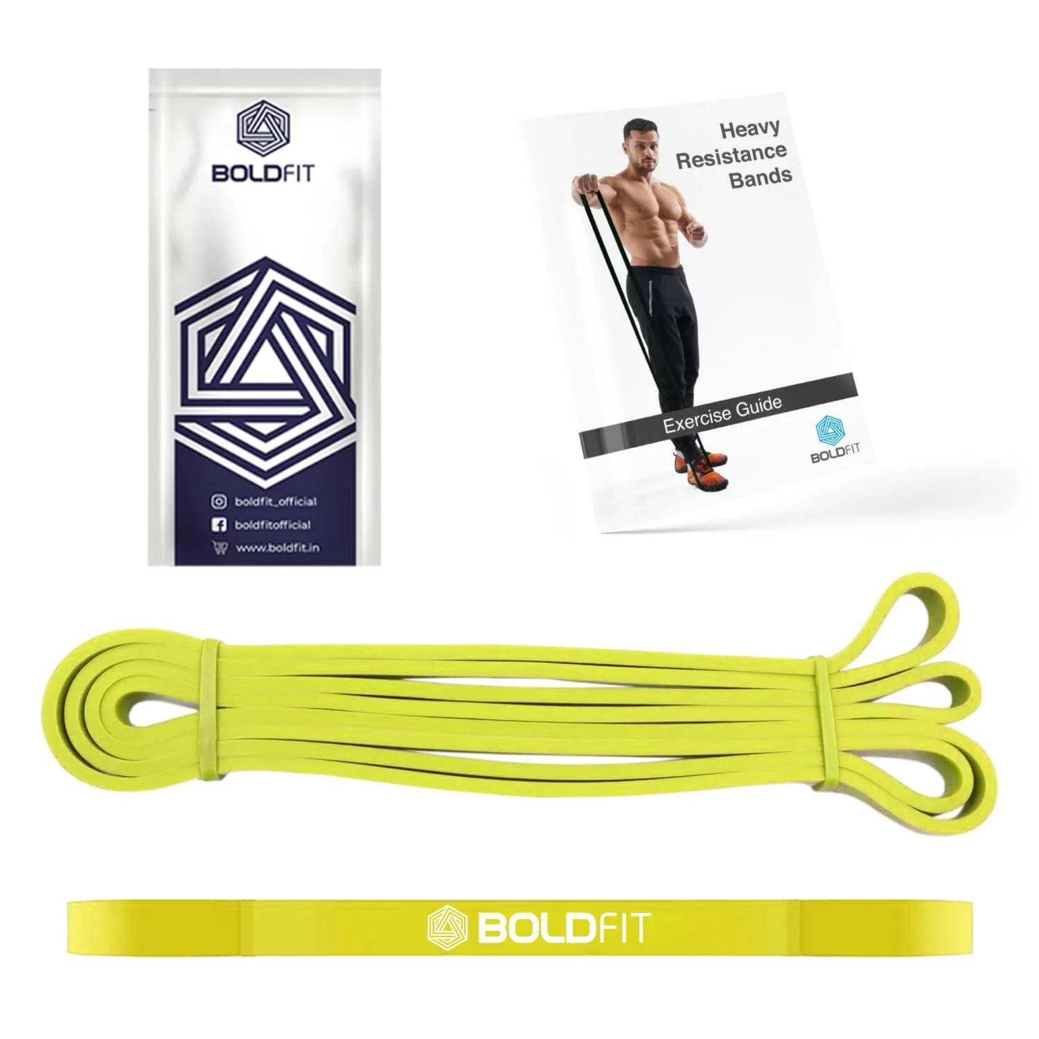 Boldfit Natural Rubber Heavy Resistance Band For Workout Set Exercise&Stretching Pull Up Bands For Home Exercise For Gym Men&Women Resistance Bands Loop Bands Toning Bands Resistance Yellow (3-7 Kg)