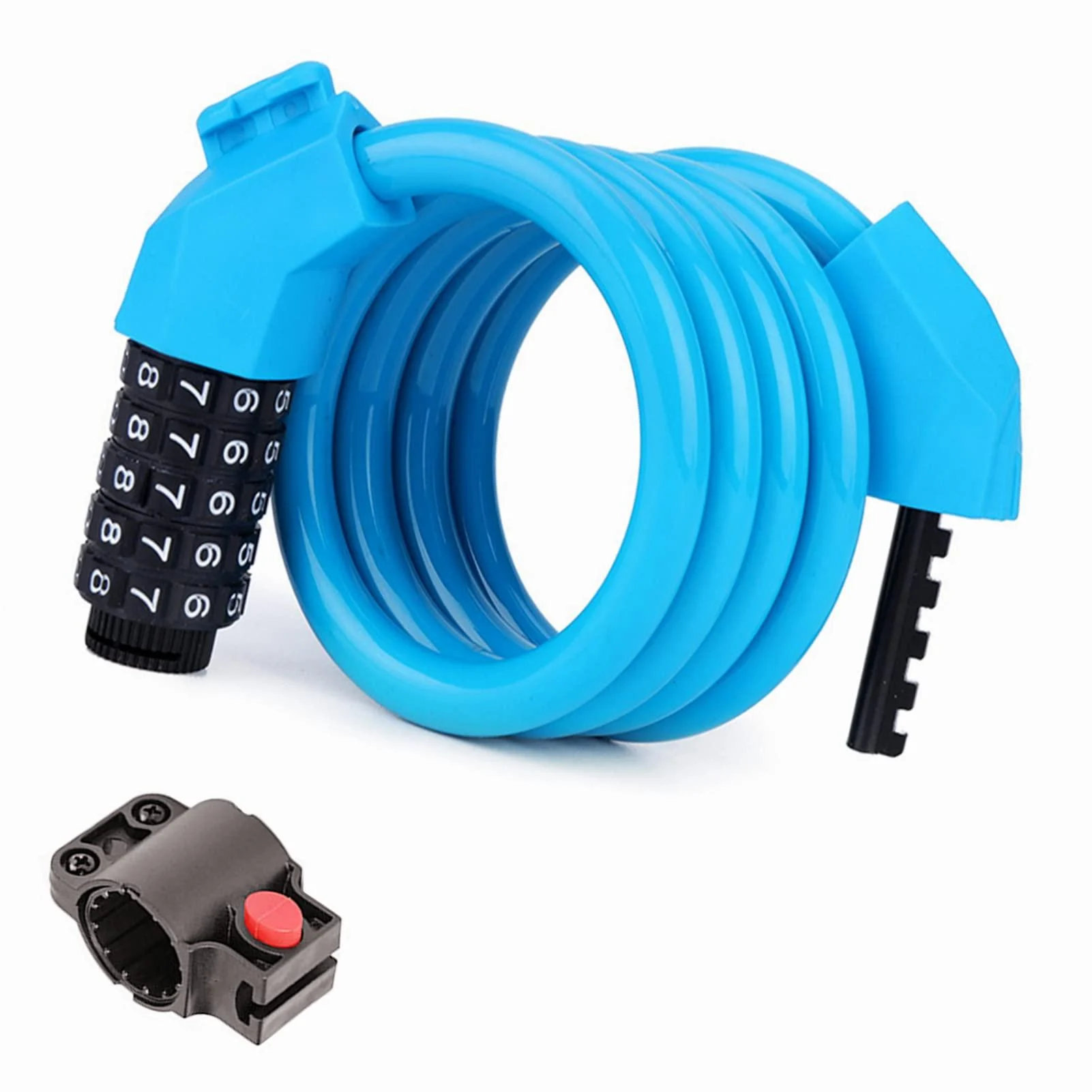 RUNGANG Bike Lock, 4 Feet Bike Lock Cable, High Security 5 Digit Combination Bicycle Lock, Heavy Duty Anti-Theft Cable Lock with Mounting Bracket - Blue