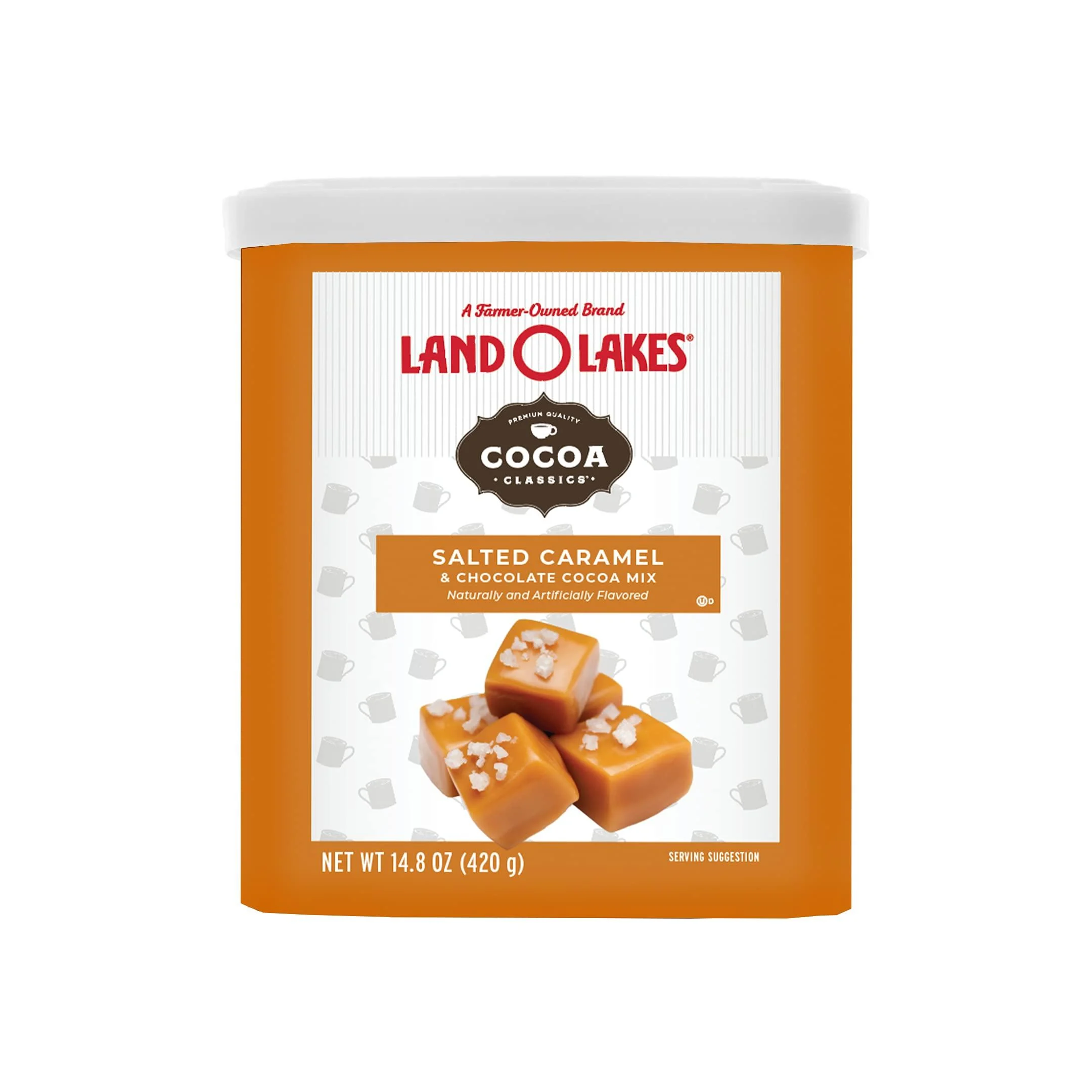 Land O Lakes Cocoa Classics, Salted Caramel & Chocolate Hot Cocoa Mix, 14.8-Ounce Canister Salted Caramel 14.8 Ounce (Pack of 1)