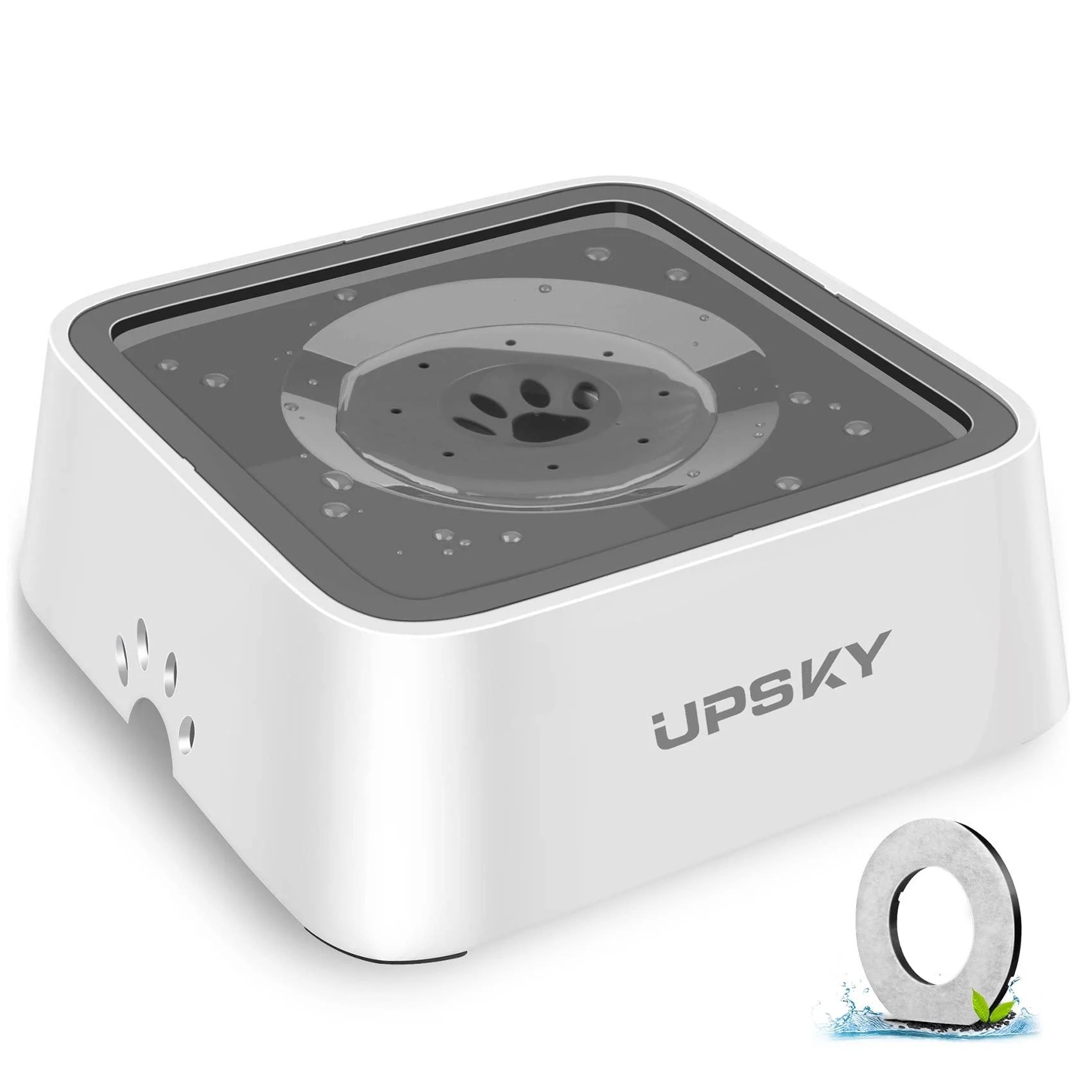 UPSKY Dog Water Bowl Upgrade 70oz Large Capacity Dog Bowl No Spill Dog Slow Water Feeder Vehicle Carried 2L Pet Water Dispenser Travel Water Bowl for Dogs, Cats 1.grey