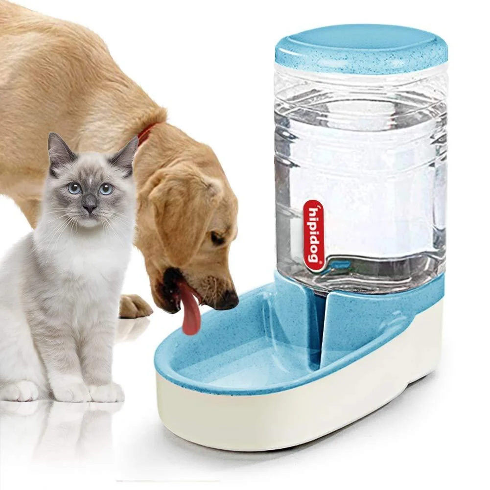 PHABULS Automatic Cat Feeder Automatic Dog Water Dispenser 3.8L Double Bowl Design for Small and Big Pets Blue water