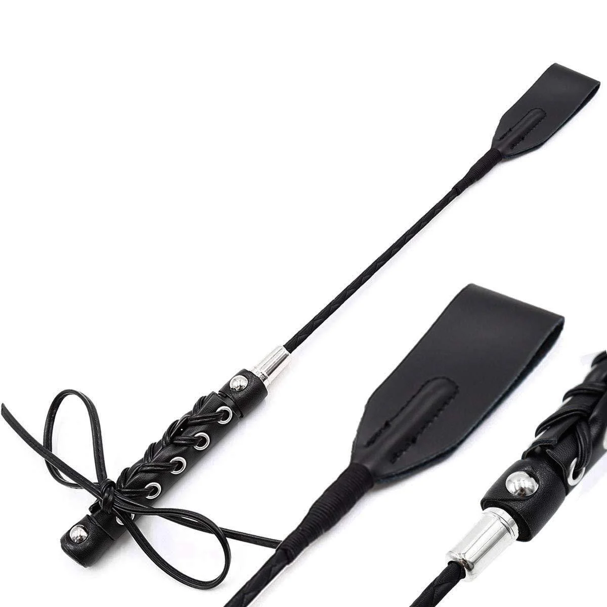 18" Real Riding Crop Braided Handle with Genuine Leather Top | Premium Quality Crops | Equestrianism Horse Crop - Rekink