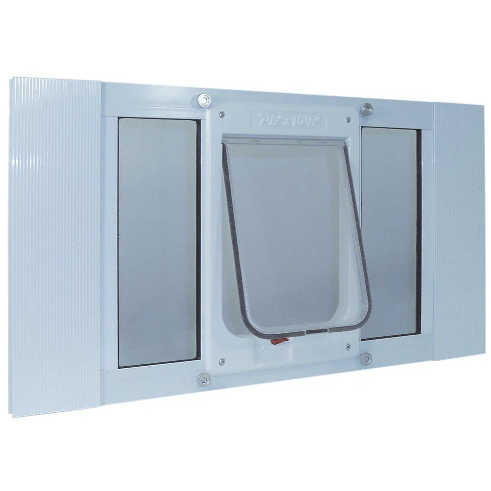Ideal Pet Products Aluminum Sash Window Pet Door, Adjustable 7-1/2 x 10-1/2 Chubby Kat Window Width: 33" - 38"