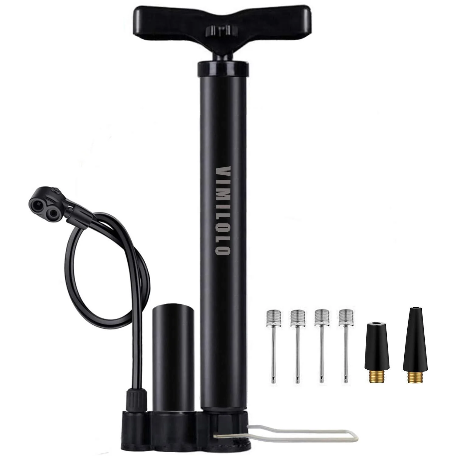 VIMILOLO Bike Pump Portable, Ball Pump Inflator Bicycle Floor Pump with high Pressure Buffer Easiest use with Both Presta and Schrader Bicycle Pump Valves-160Psi Max Classic