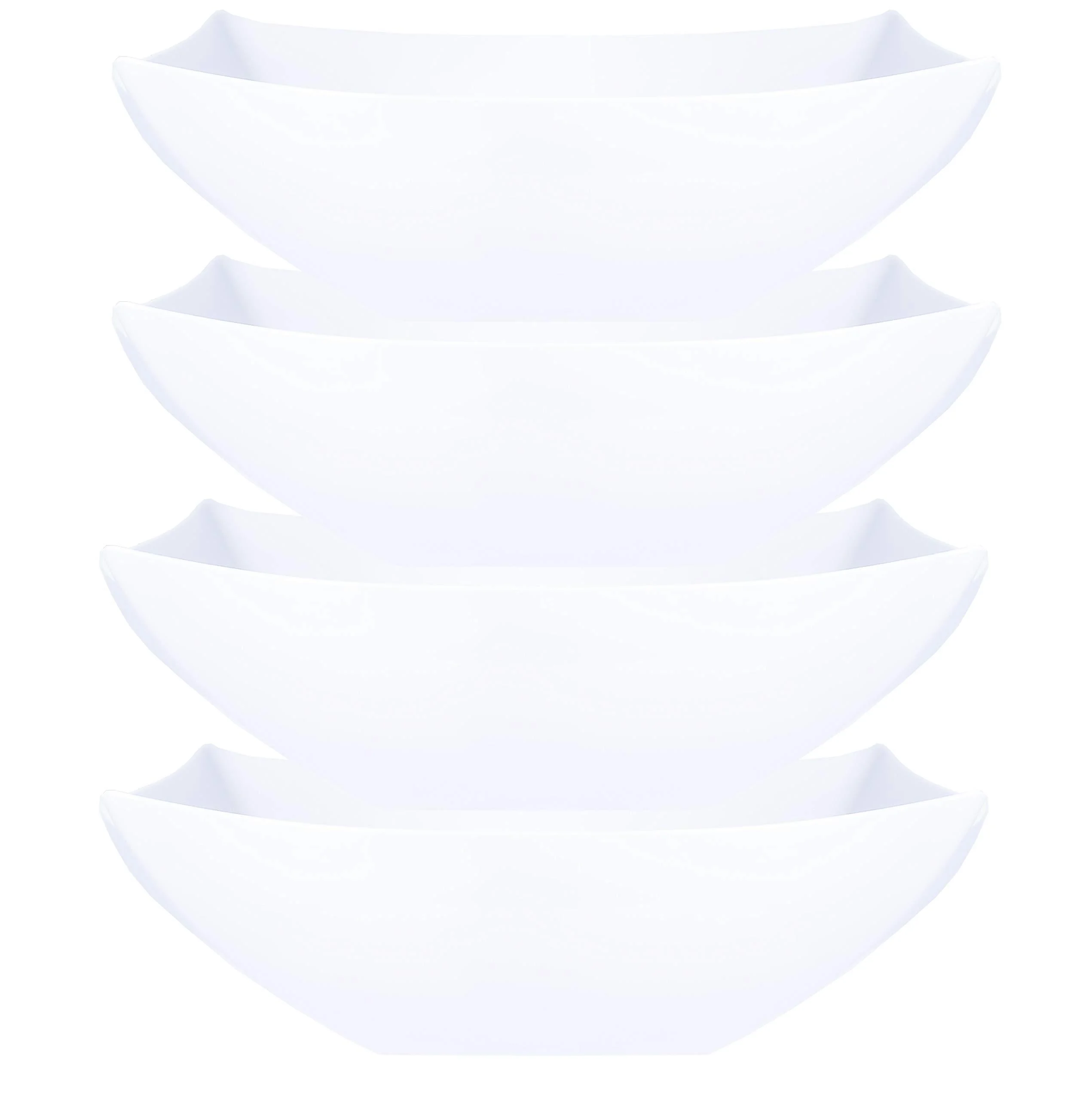 PLASTICPRO Disposable 128 ounce Square Serving Bowls, Party Snack or Salad Bowl, Extra Large Plastic Elegant White Pack of 4 128 OUNCE White