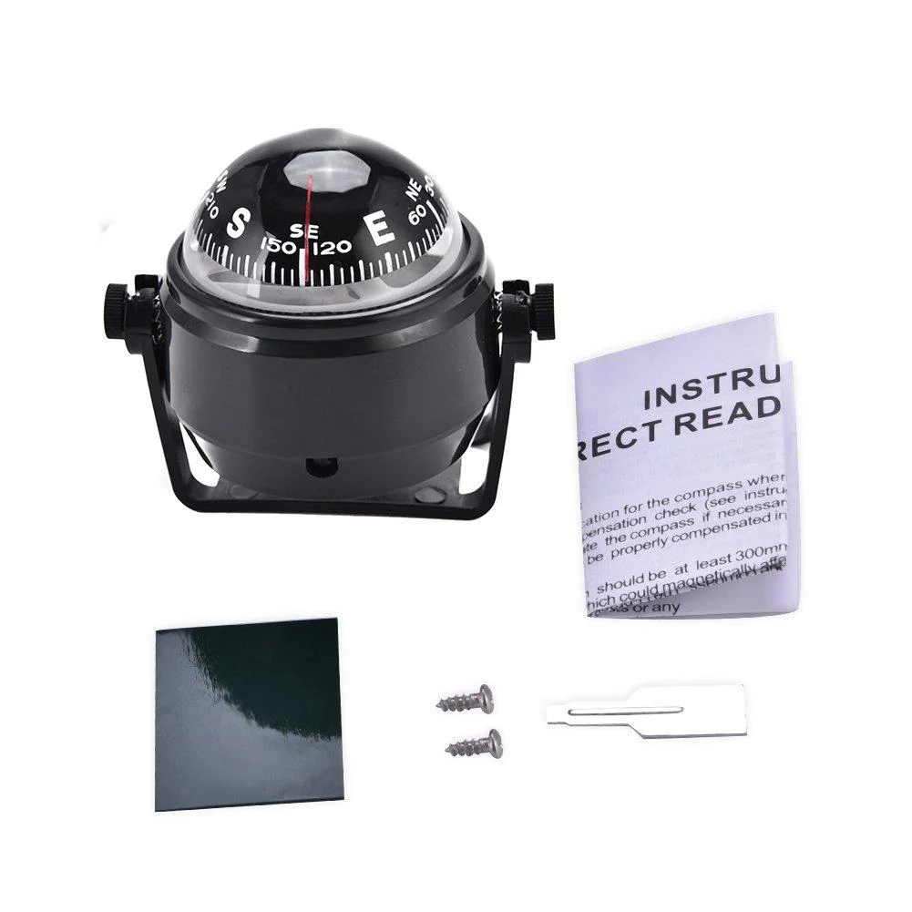 Boat Compsss, Black Electronic Adjustable Military Marine Ball Night Compass for Boat Vehicle - Fishlor