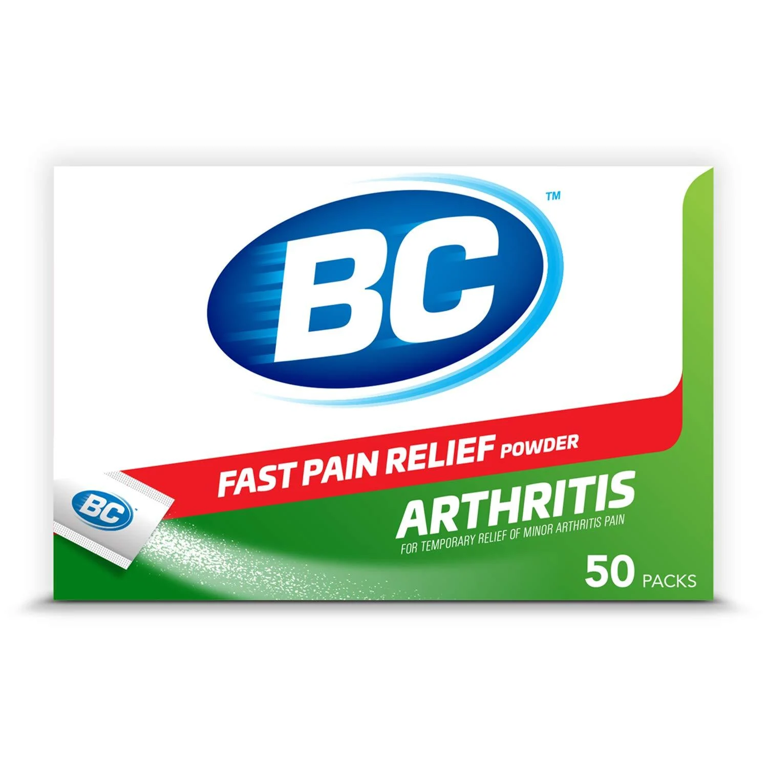 BC Powder Fast Pain Relief Arthritis Aspirin (NSAID) & Caffeine 50 Count 50 Count (Pack of 1)