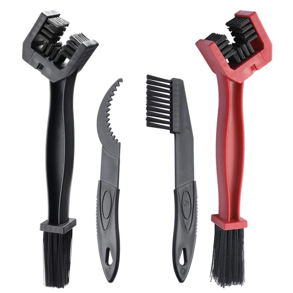 corki Bicycle Chain Cleaning Tool Set,Bike Chain Crankset Brush,Motorcycle Washer Cleaner Brush Tools Black+Red