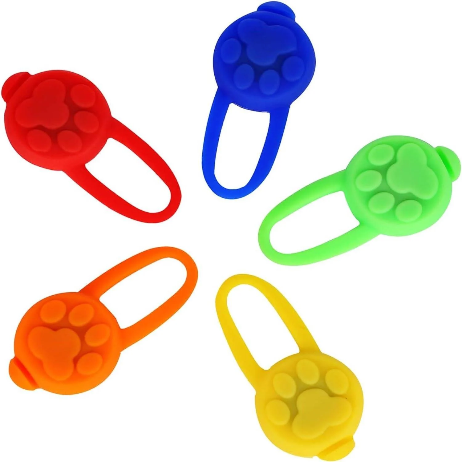 Yizhet Dog Collar Lights 5 Pcs Clip-On LED Dog Lights with 3 Modes Waterproof Silicone Dog Pet Cat Collar Lights Colorful Flashing Safety Lights for Outdoor Night Walking (Batteries Included)