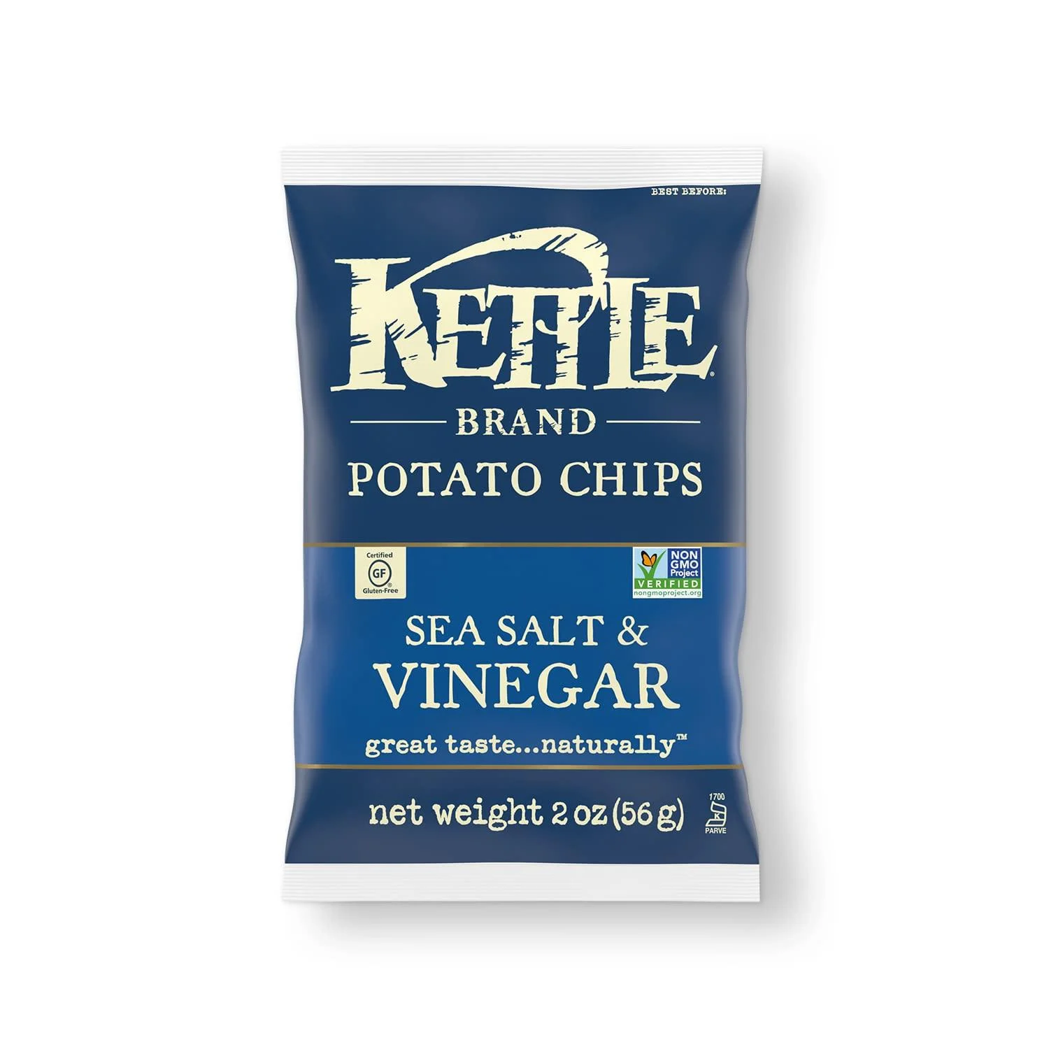 Kettle Brand Potato Chips, Sea Salt and Vinegar, 2-Ounce Bags, 6 Count
