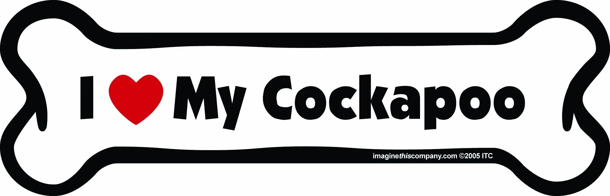 Imagine This Bone Car Magnet, I Love My Cockapoo, 2-Inch by 7-Inch