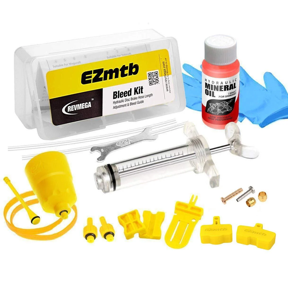 Revmega Bleeder Hydraulic Disc Brake Bleed Kit Tool fit Shimano - Inc. 60ml Mineral Oil Fluid
