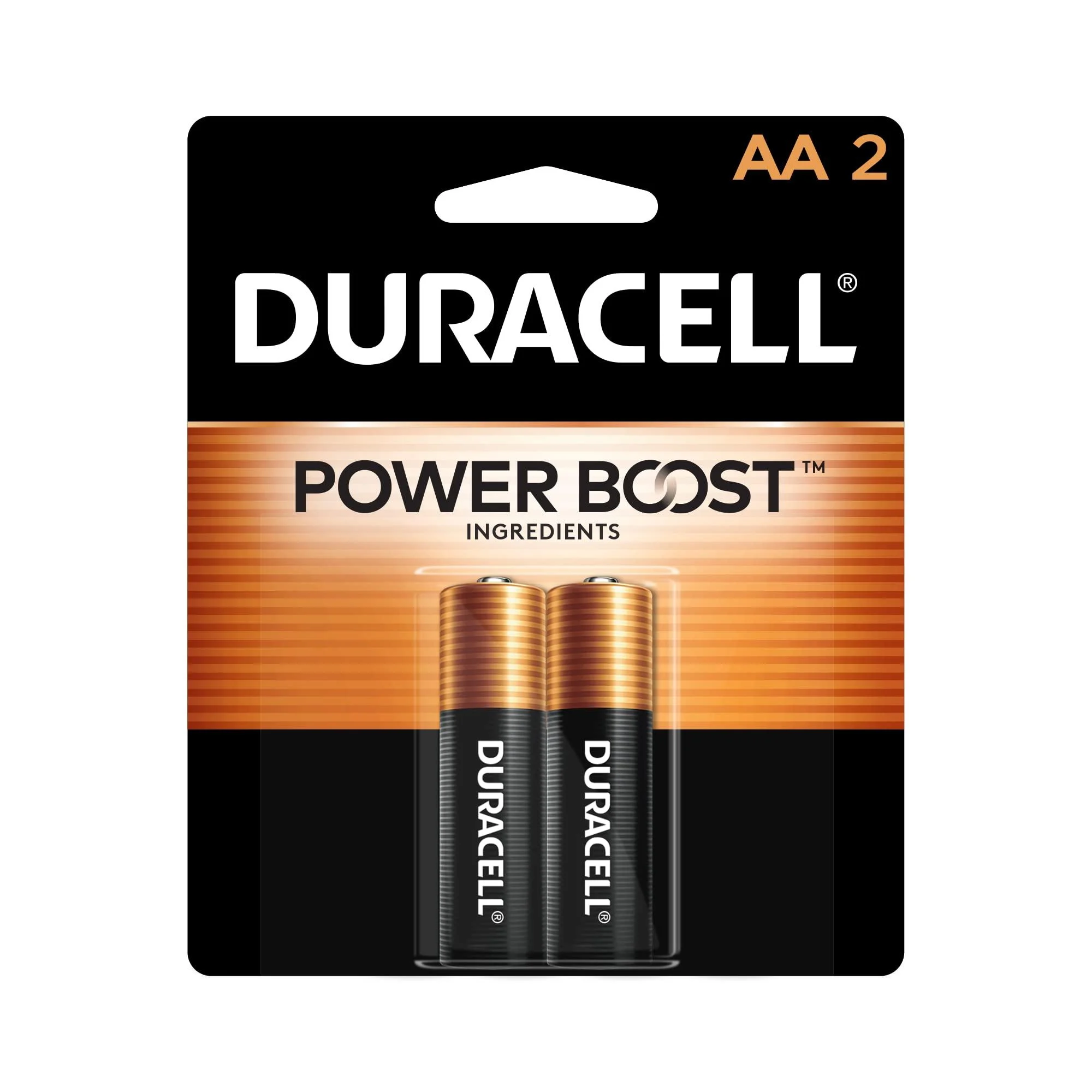 Duracell Coppertop AA Batteries with Power Boost Ingredients 2 Count Pack Double A Battery with Long-lasting Power Alkaline AA Battery for Household and Office Devices