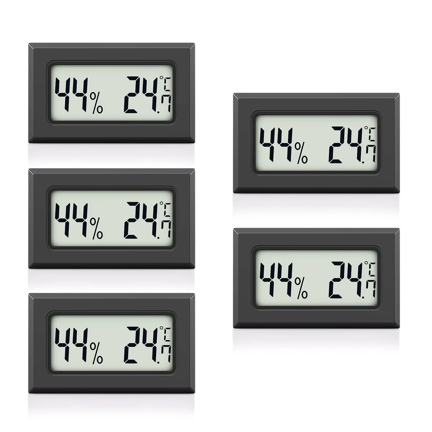 MAPRARI 5 x mini thermometer & hygrometer inside Digital - 2in1 room thermometer & air humidity knife inside - thermometer for interior and hydrometer - improved measurement technology August 2022 5 pieces black