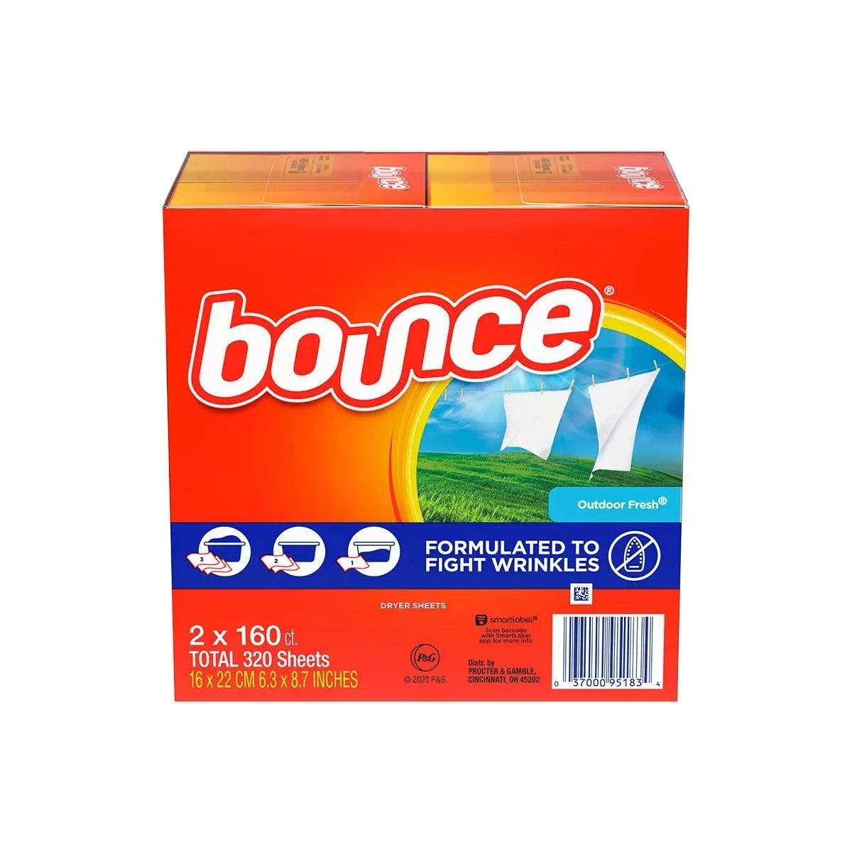 Bounce 2 boxes Outdoor Fresh dryer sheets total 320 sheets