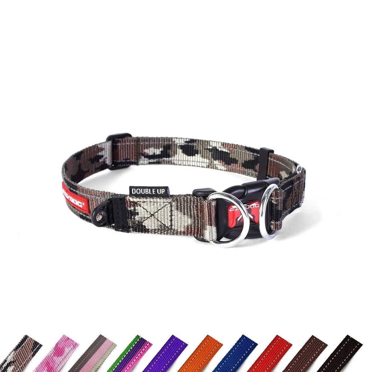 EZYDOG Double Up Dog Collar | Dog Collar Small Medium Large Dogs Reflective Dog Collar Supreme Comfort Soft Neoprene Material Strong Nylon Webbing (Medium Camo) Medium (29cm - 40cm) Green Camouflage
