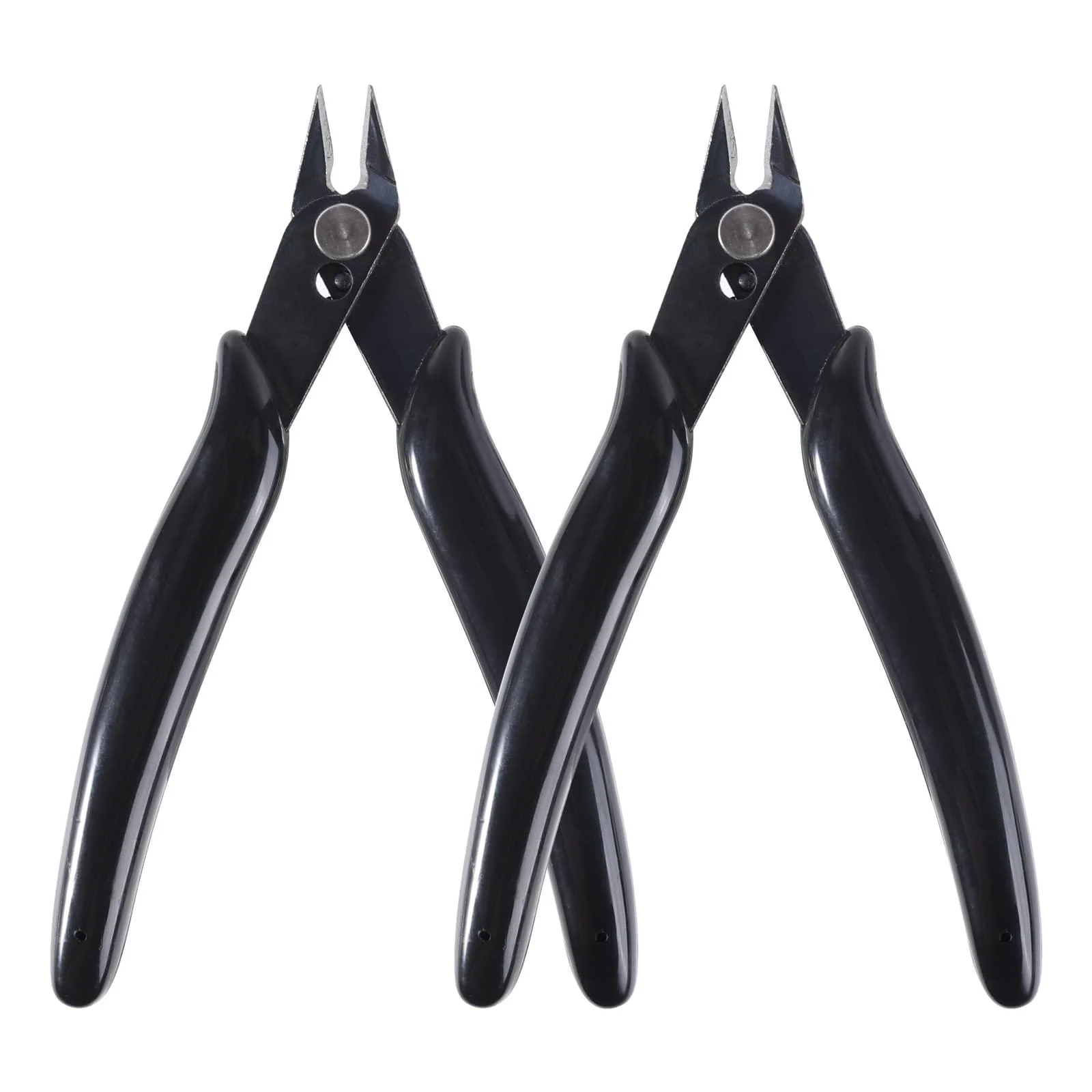 Wire Cutters 2pcs Side Cutters Cable Cutters Precision Flush Cutters Wire Strippers Electrical Snips Electrical with Soft Grip for Jewelry Craft DIY Black - Lefute