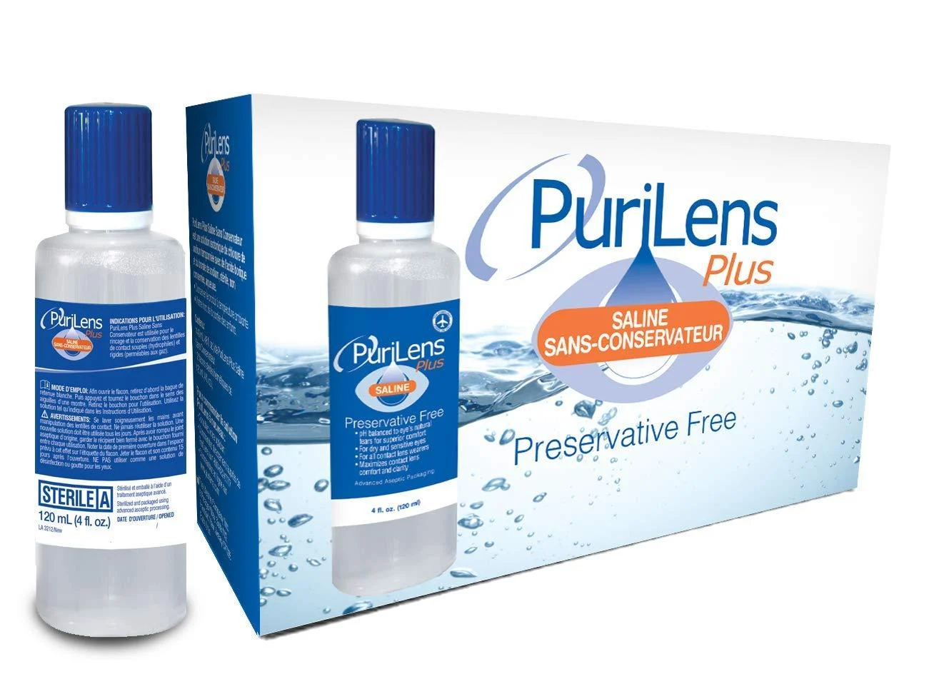 Purilens Plus Preservative Free Contact Lens Saline. 120ml (4 fl. oz.) 12 Pack 4 Fl Oz (Pack of 12)