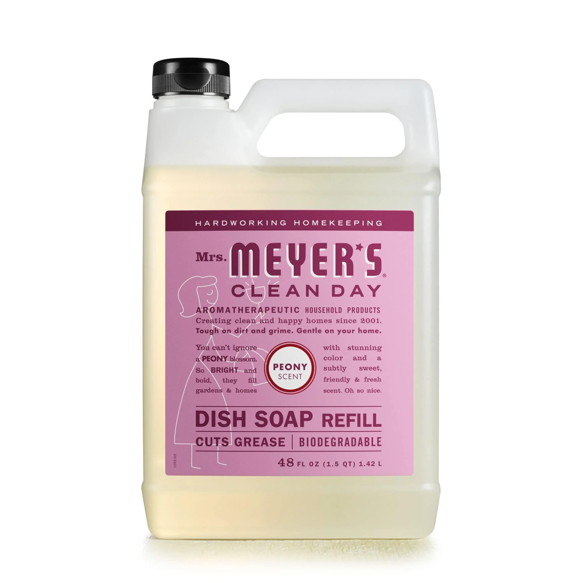 Mrs. Meyer's Liquid Dish Soap Refill, Biodegradable Formula, Peony, 48 fl. oz - MRS. MEYER'S CLEAN DAY