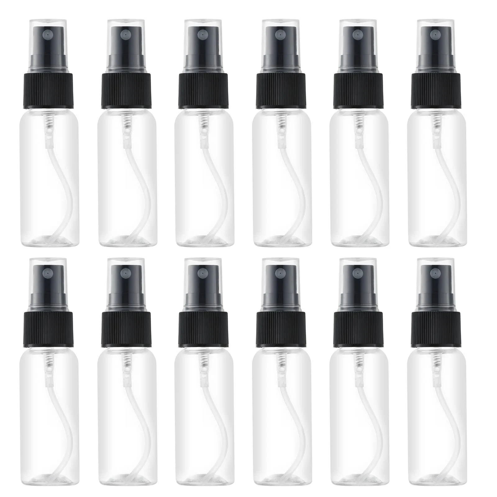 LISAPACK 1oz Small Plastic Spray Bottle (12 Pack) Empty Mini Fine Mist Travel Size Atomizer Tiny Sprayer for Little Perfume Water Cologne Alcohol Samples (Clear 30ml) Clear (12pcs)
