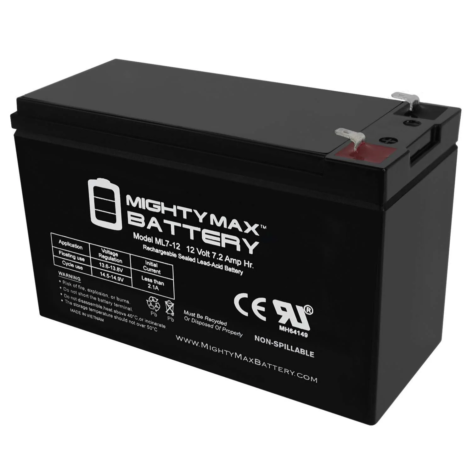 Mighty Max Battery ML7-12 - 12V 7.2AH Replacement Battery for APC ES500 ES550 LS500 RBC110 RBC2