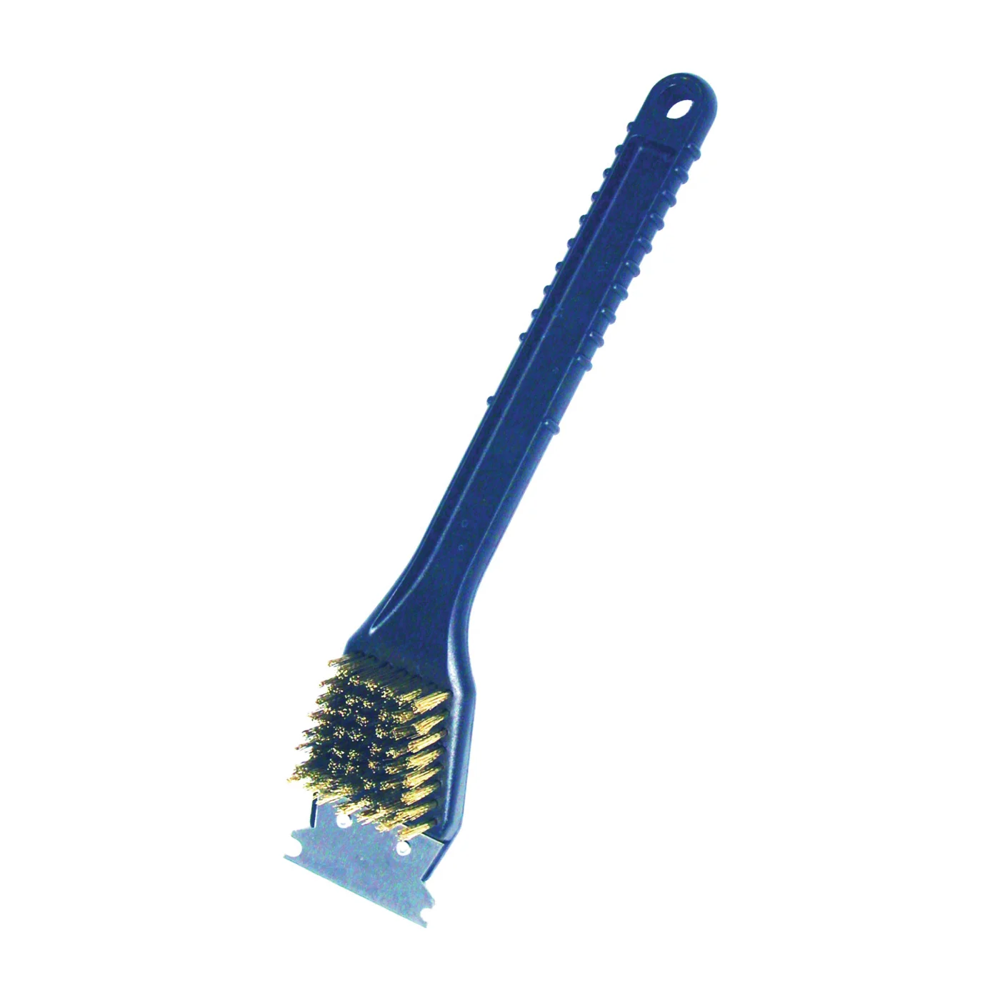 844-48 Barbecue Grill Brush with Metal Scraper, Brass Bristle, 3/4 in L Trim, Polypropylene Handle, 12-1/2 in L