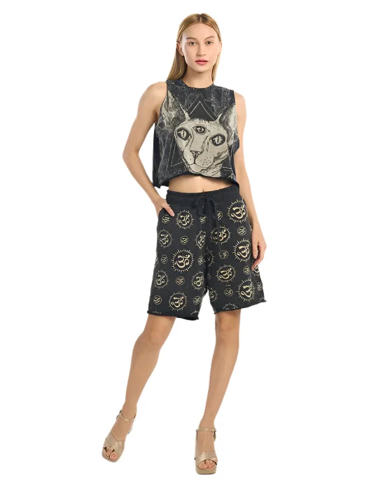 Mystic Cat Third Eye Stone Wash Sleeveless Cotton Top - Kathmandu Imports