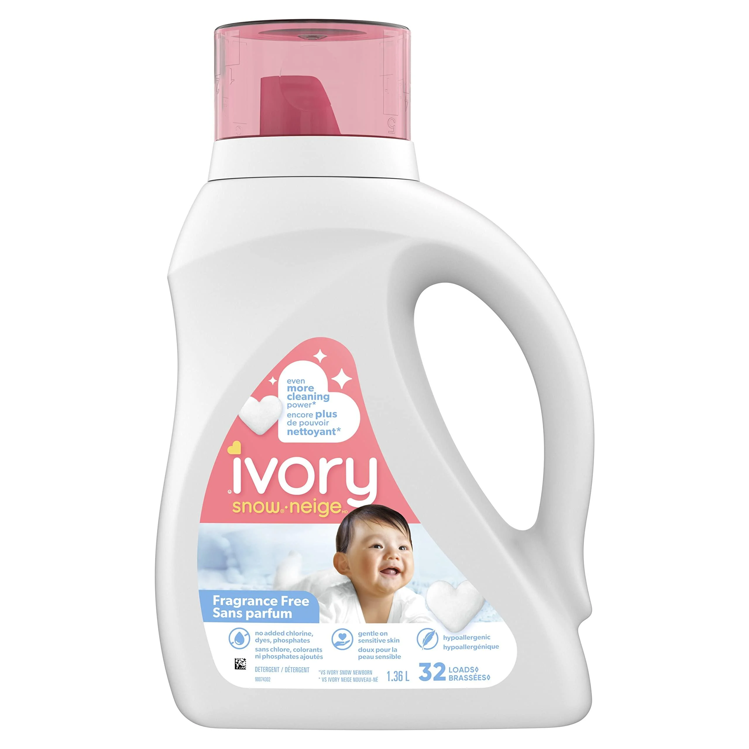 Ivory Snow Baby Laundry Detergent Liquid Fragrance Free Hypoallergenic Detergent 1.36 L 32 Loads 1.36 l (Pack of 1)