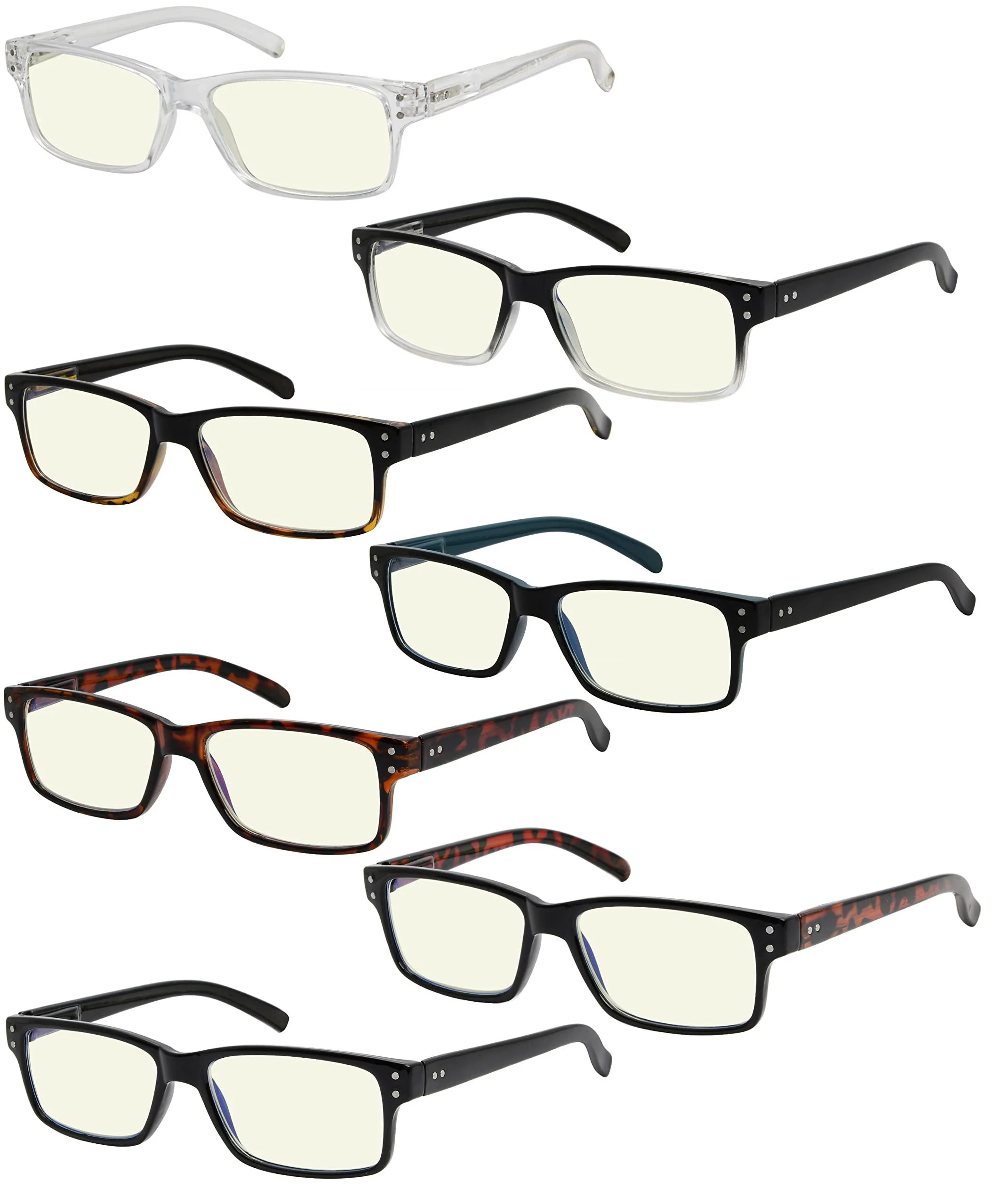 Eyekepper 7-pack Reading Glasses Blue Light Blocking for Men +2.25 Blue Light Blocking-b40-7 Pairs 2.25 x