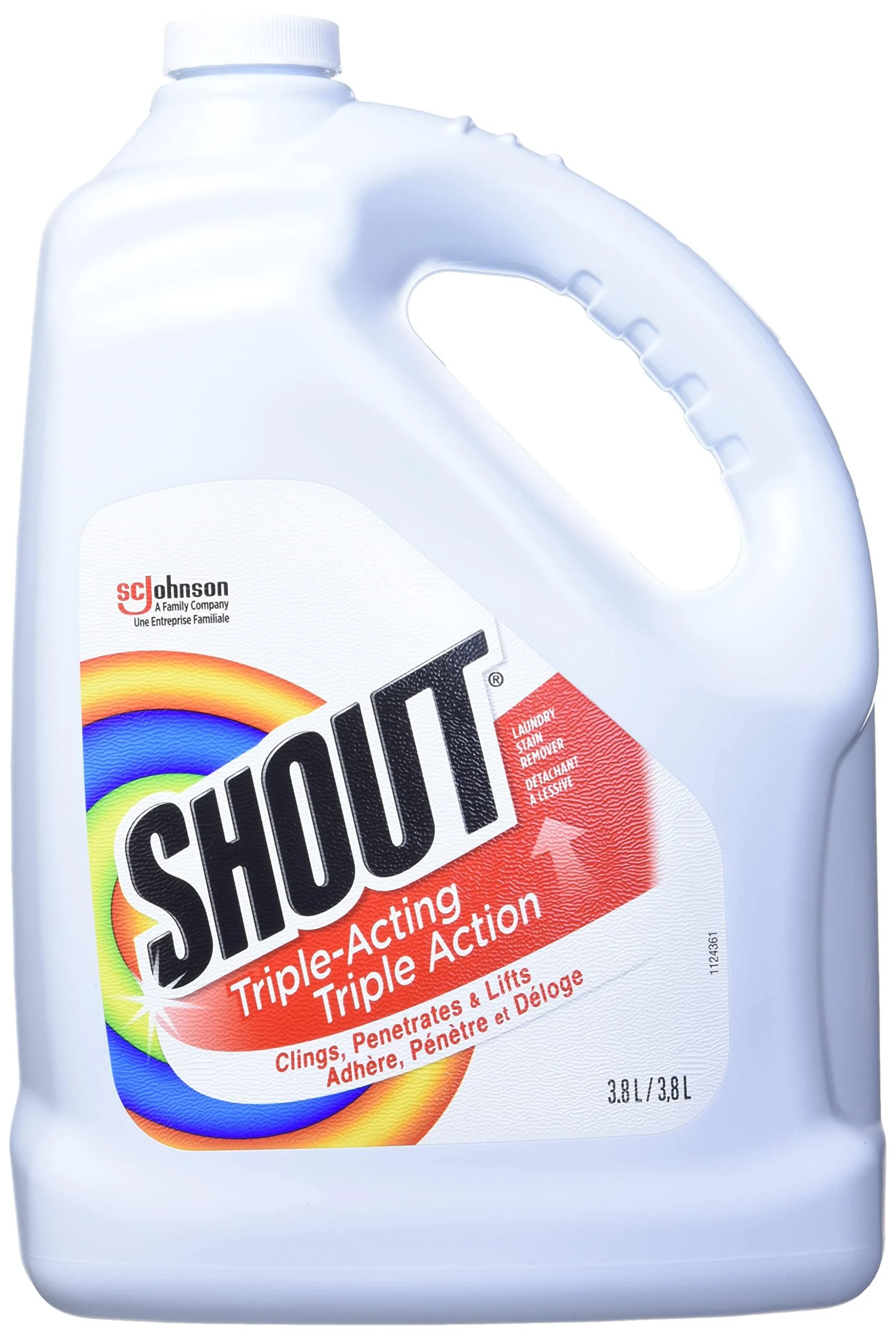 Shout Triple-Acting Laundry Stain Remover Clings Penetrates and Lifts Tough Stains 3.8L 3.8 l (Pack of 1)