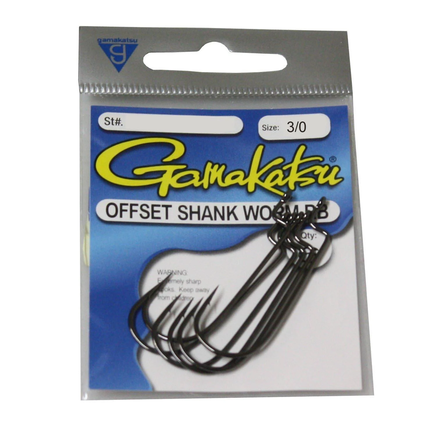 Gamakatsu Offset Shank Round Bend Worm Hook 3/0 Black