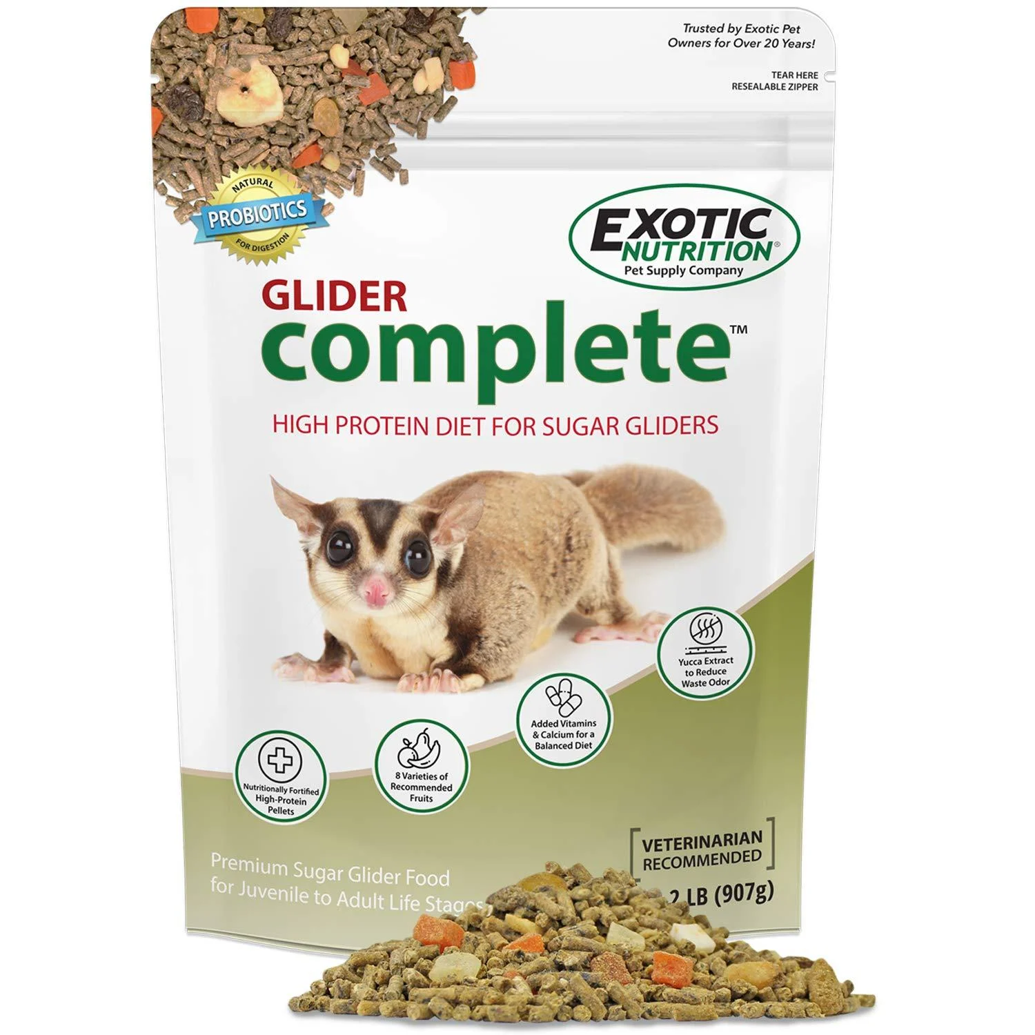 Glider Complete - Healthy High Protein Nutritionally Complete Staple Diet Sugar Glider Food (2 lb) 2 Pound (Pack of 1)