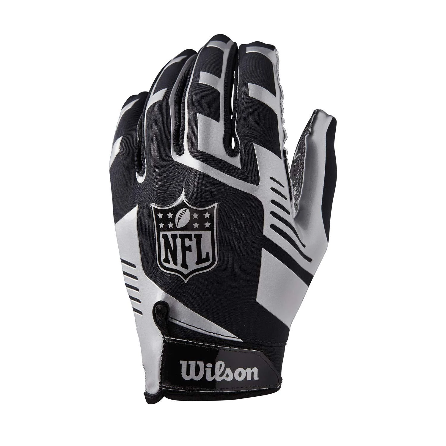 Wilson American Football Receiver Gloves NFL STRETCH FIT RECEIVERS GLOVE One Size BLACK/WHITE ADAPTABLE Single