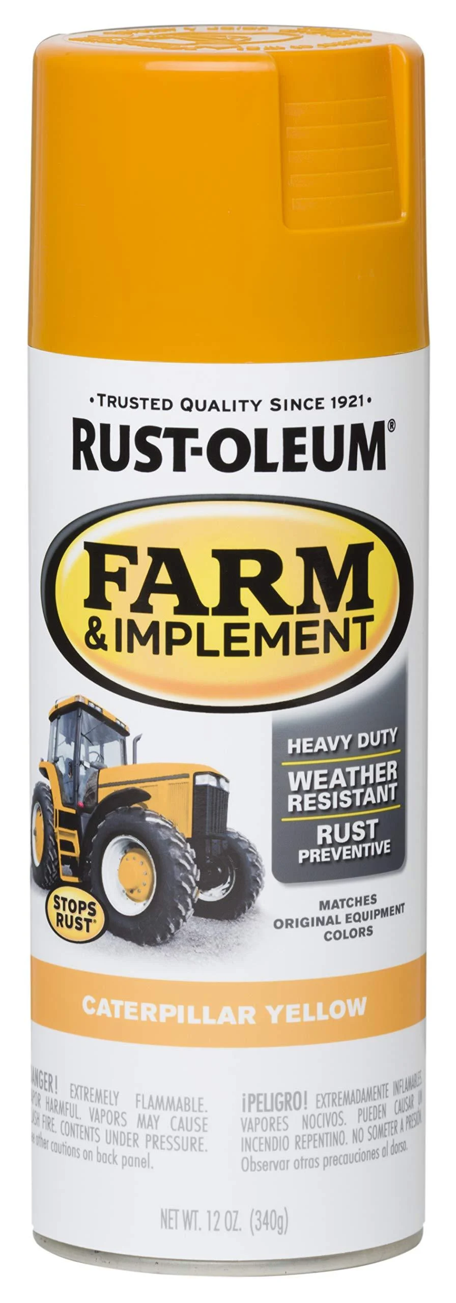 Rust-Oleum 280140 Farm & Implement Spray Paint 12 oz Gloss Caterpillar Yellow Spray Paint 12 Ounce Gloss Caterpillar Yellow