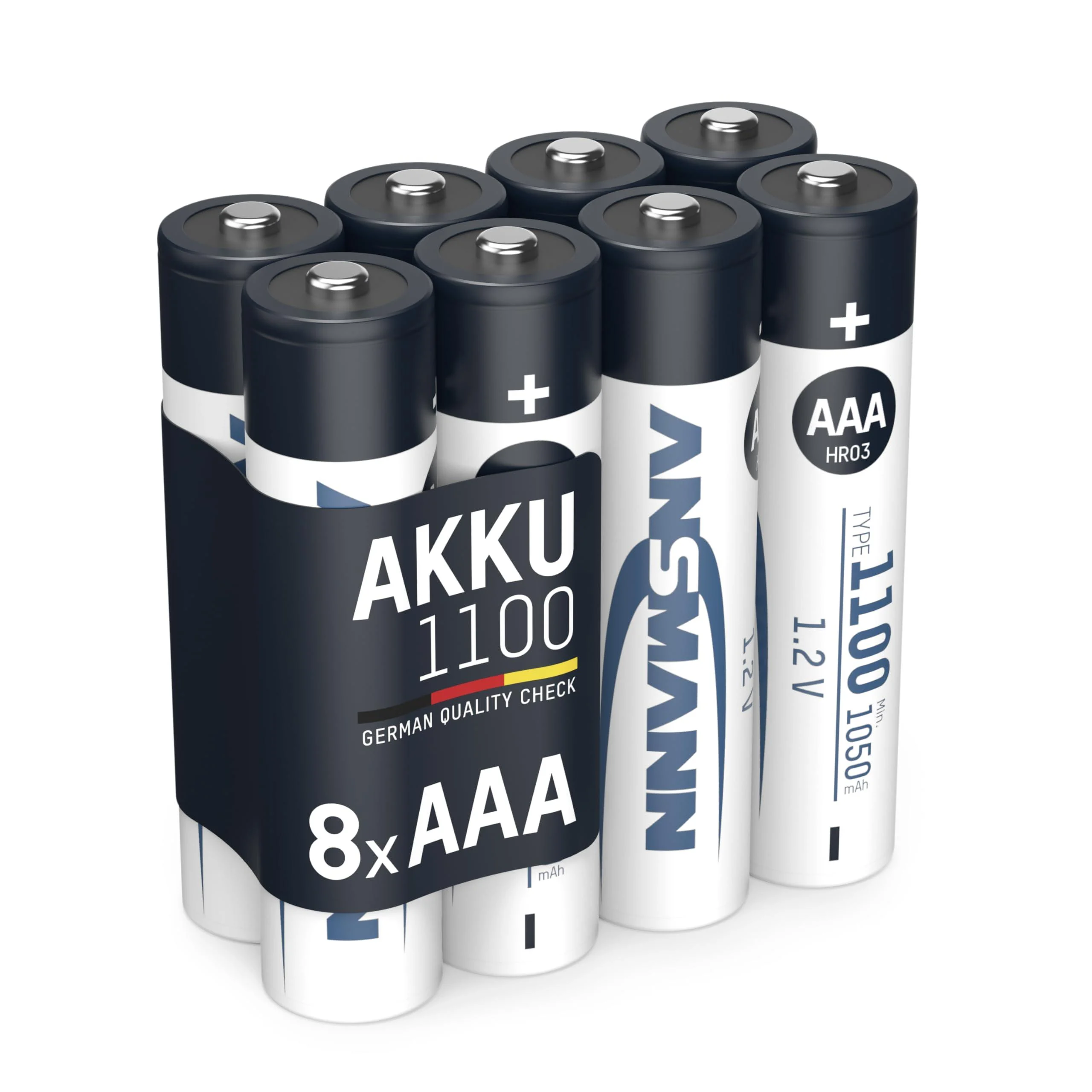 Ansmann AAA Rechargeable Batteries 1100mAh high-Capacity high-Rate Rechargeable NiMH AAA Battery for Flashlight etc. (8-Pack) (5035232-590) 2 packs