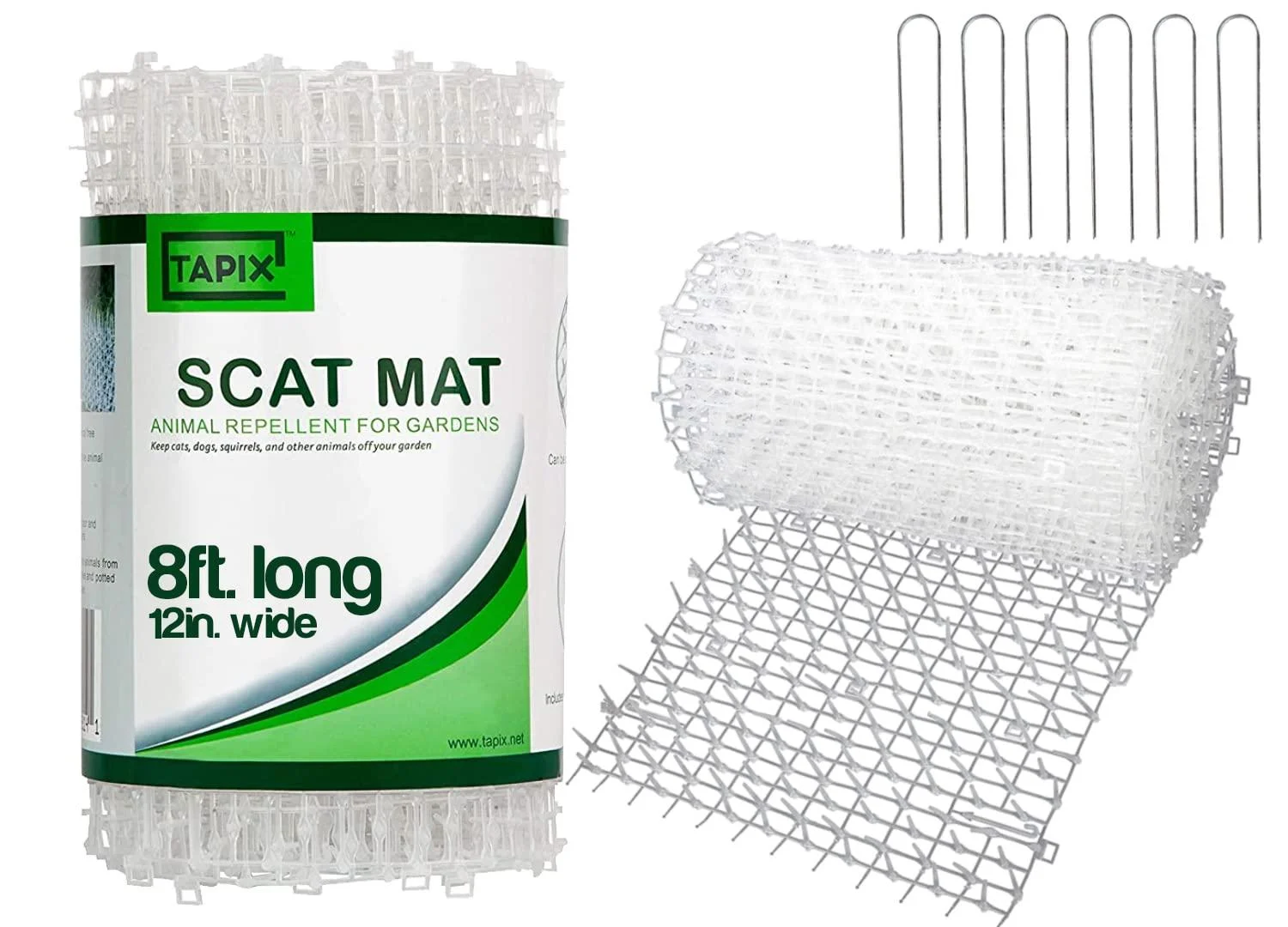 Tapix Cat Scat Mat Clear with Spikes Digging Stopper - Anti-cat Network Cat Strips, Cat Deterrent Mat for Indoor and Outdoor with Staples 8 ft x 12 in