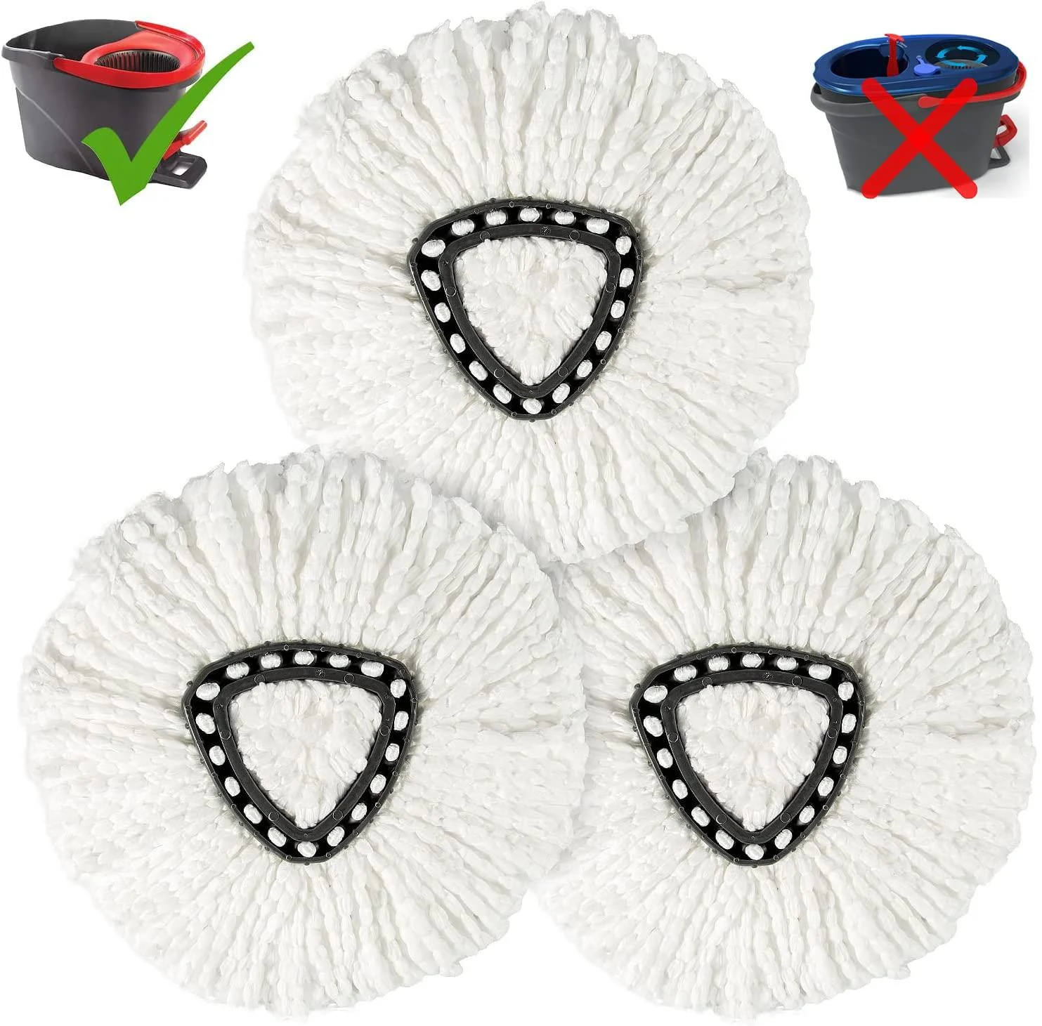 3 Pack Mop Replace Heads, Spin Mop Refill Heads Replacements Compatible with O Cedar 1-Tank System- Easy to Replace, Microfiber, Machine Washable
