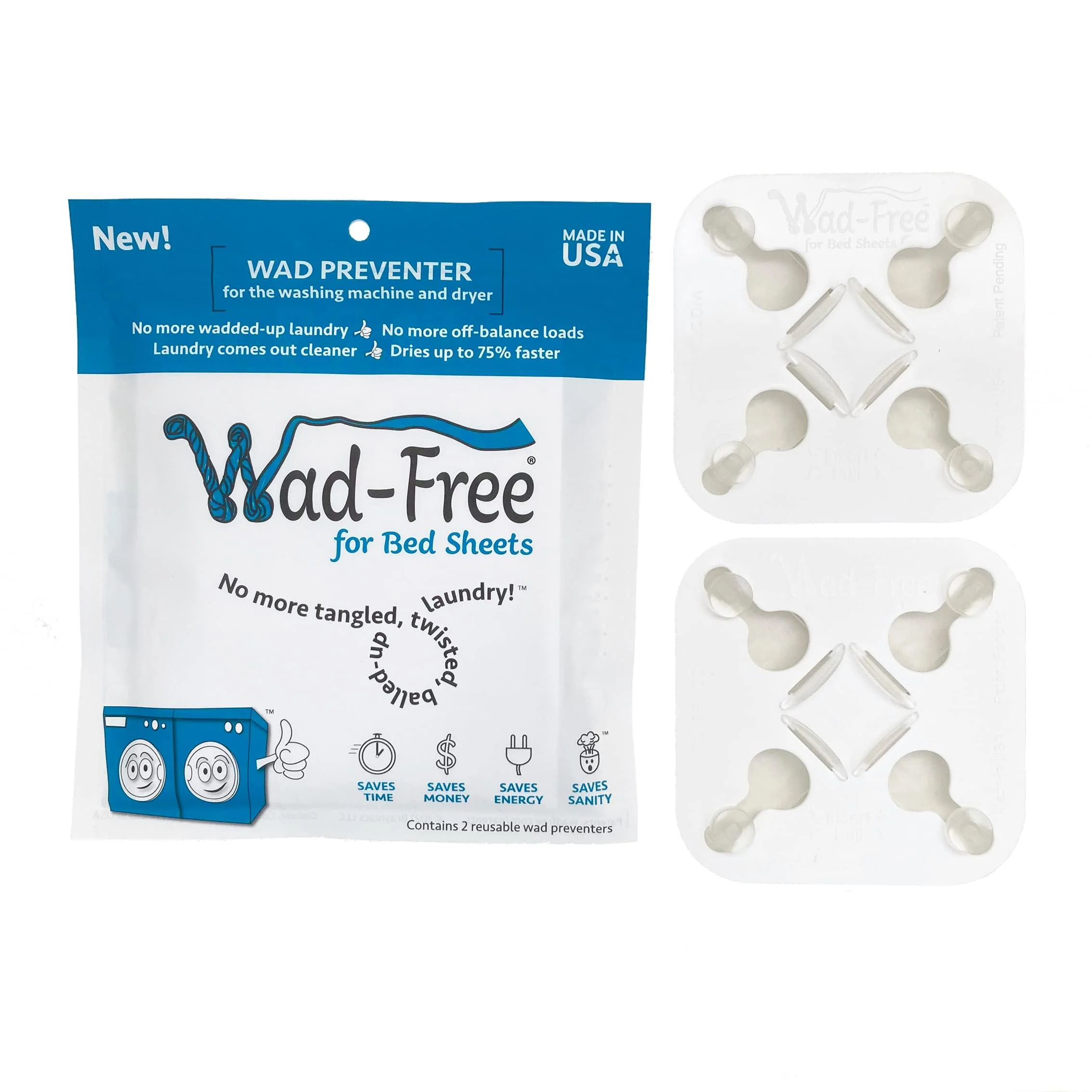 Wad-Free Bed Sheet Detangler Reduces Laundry Tangles - As Seen on Shark Tank Made in USA 2