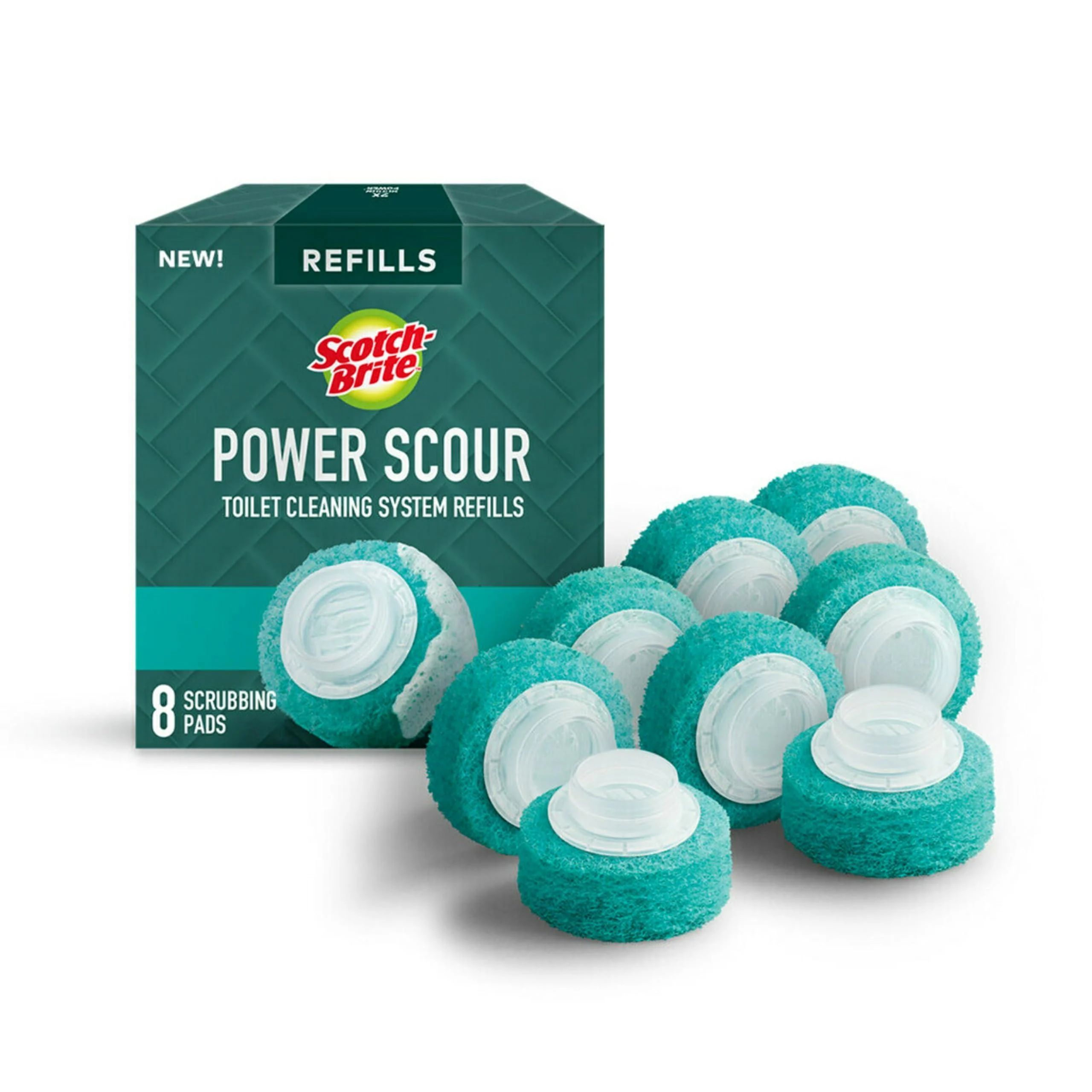 Scotch-Brite Power Scour Disposable Scrubbing Pad Refills Disposable Toilet Bowl Cleaner Scrub Pad Tablets 8 Scrubbing Pad Refills