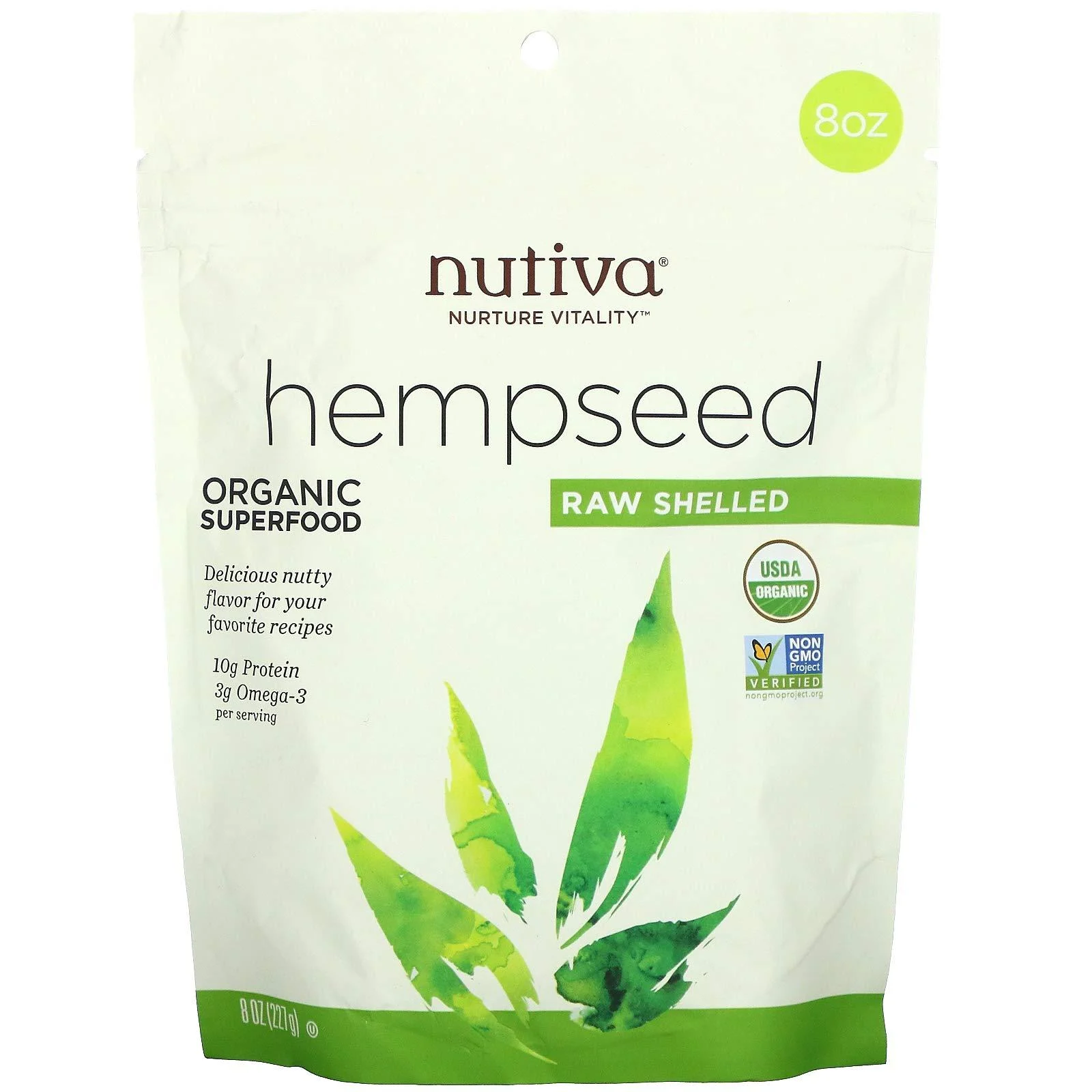 Nutiva Organic Hemp Seed Raw Shelled 8 oz (227 g)