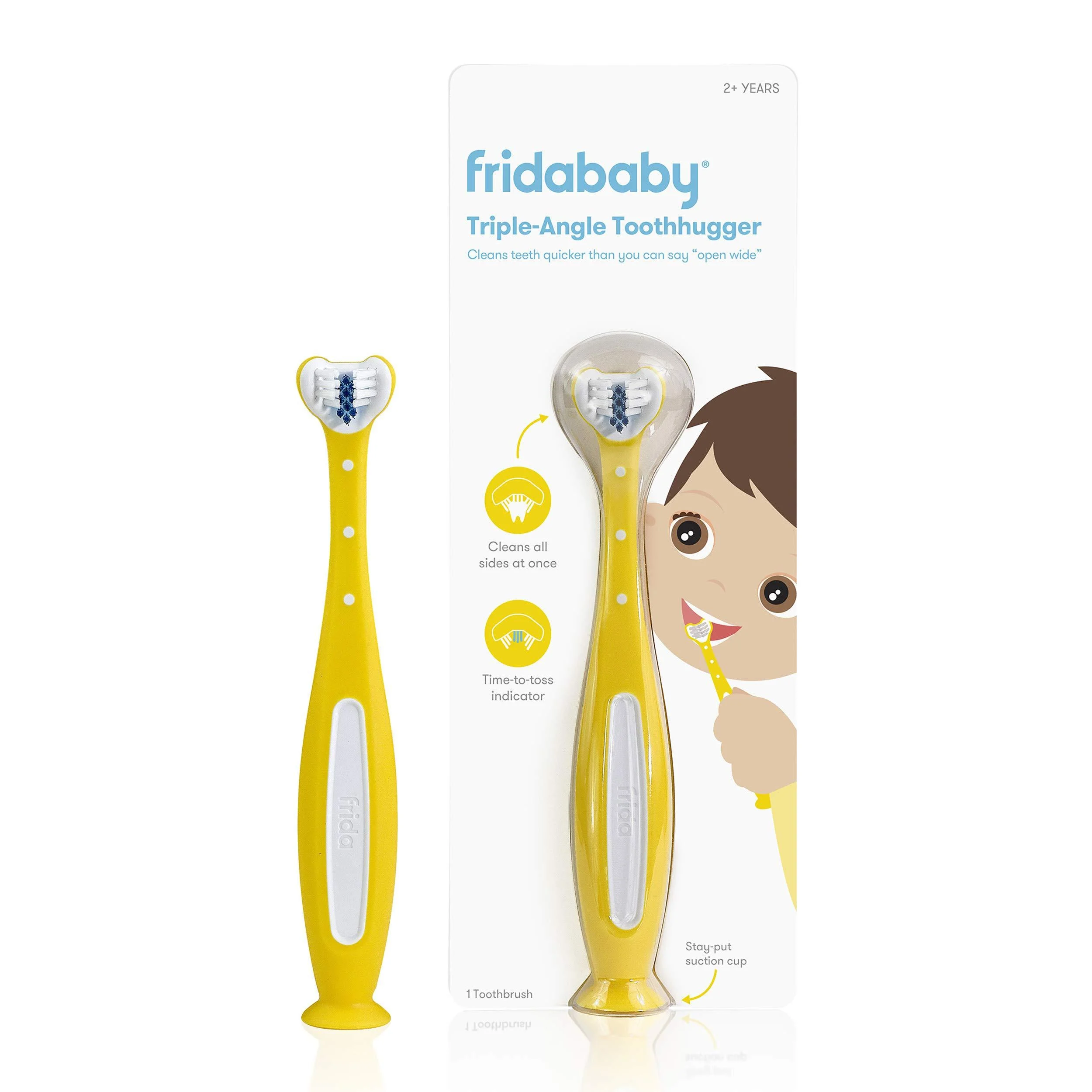 FridaBaby Triple-Angle Toothhugger Training Toothbrush for Toddler Oral Care 1 Count (Pack of 1) Yellow
