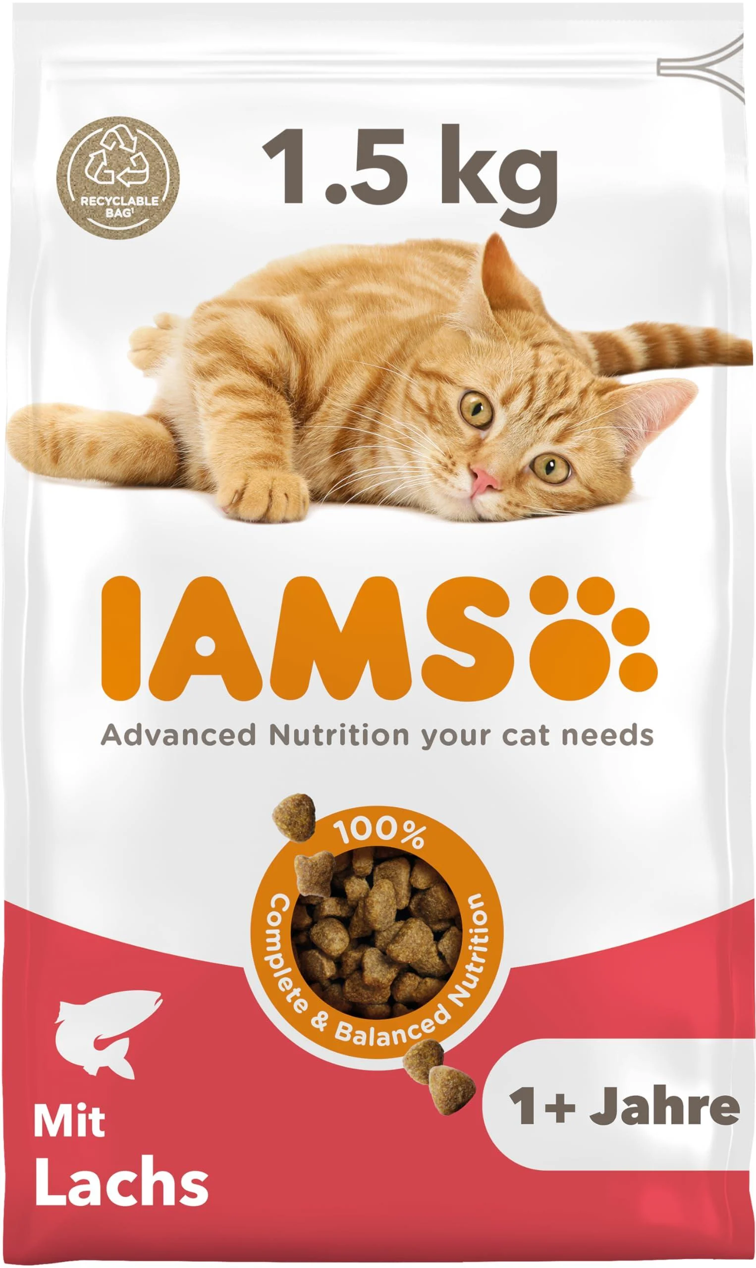 IAMS dry cat food with salmon - dry food for cats aged 1-6 years 1.5 kg salmon 1.5 kg (1 pack)