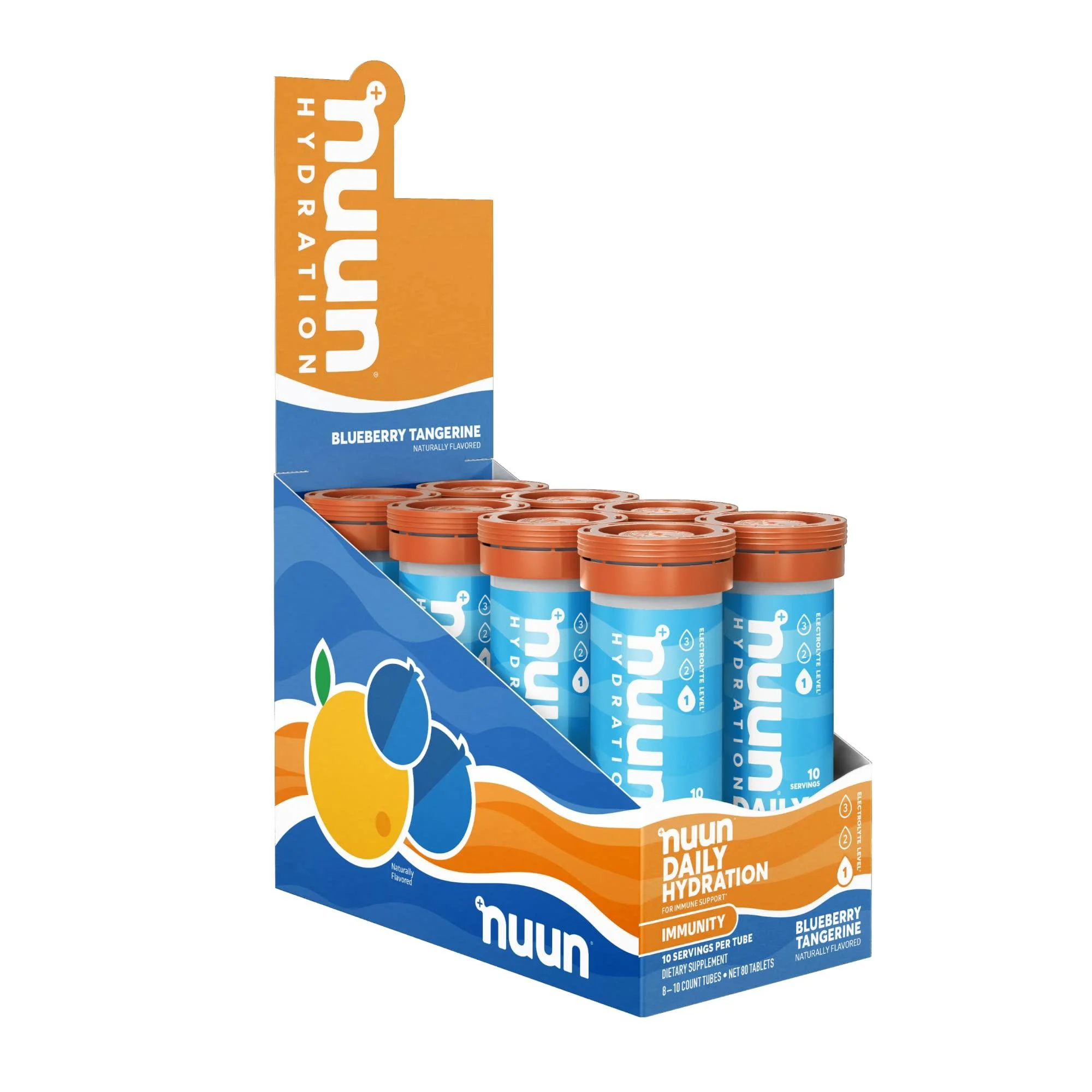 Nuun Immunity: Antioxidant Immune Support Hydration Supplement with Vitamin C Zinc Turmeric Elderberry Ginger Echinacea and Electrolytes. Flavor: Blueberry Tangerine Pack of 8 (80 Servings) Blueberry Tangerine 10 ...