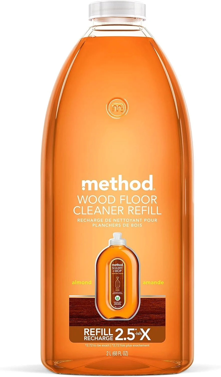 Method Hardwood Floor Cleaner, Squirt + Mop Refill, Use as Laminate or Sealed Wood Floor Cleaner, Almond Scent, 2 Liter Bottle, 1 Pack, Packaging May Vary