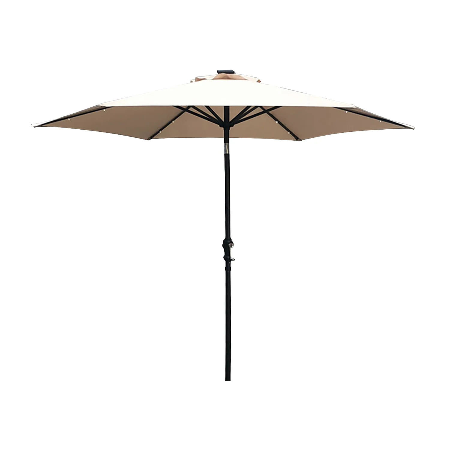 59792 Tilt/Crank Market Umbrella with LED Lights, 94.4 in H, 106.2 in W Canopy, 106.2 in L Canopy, Taupe Fabric - Seasonal Trends