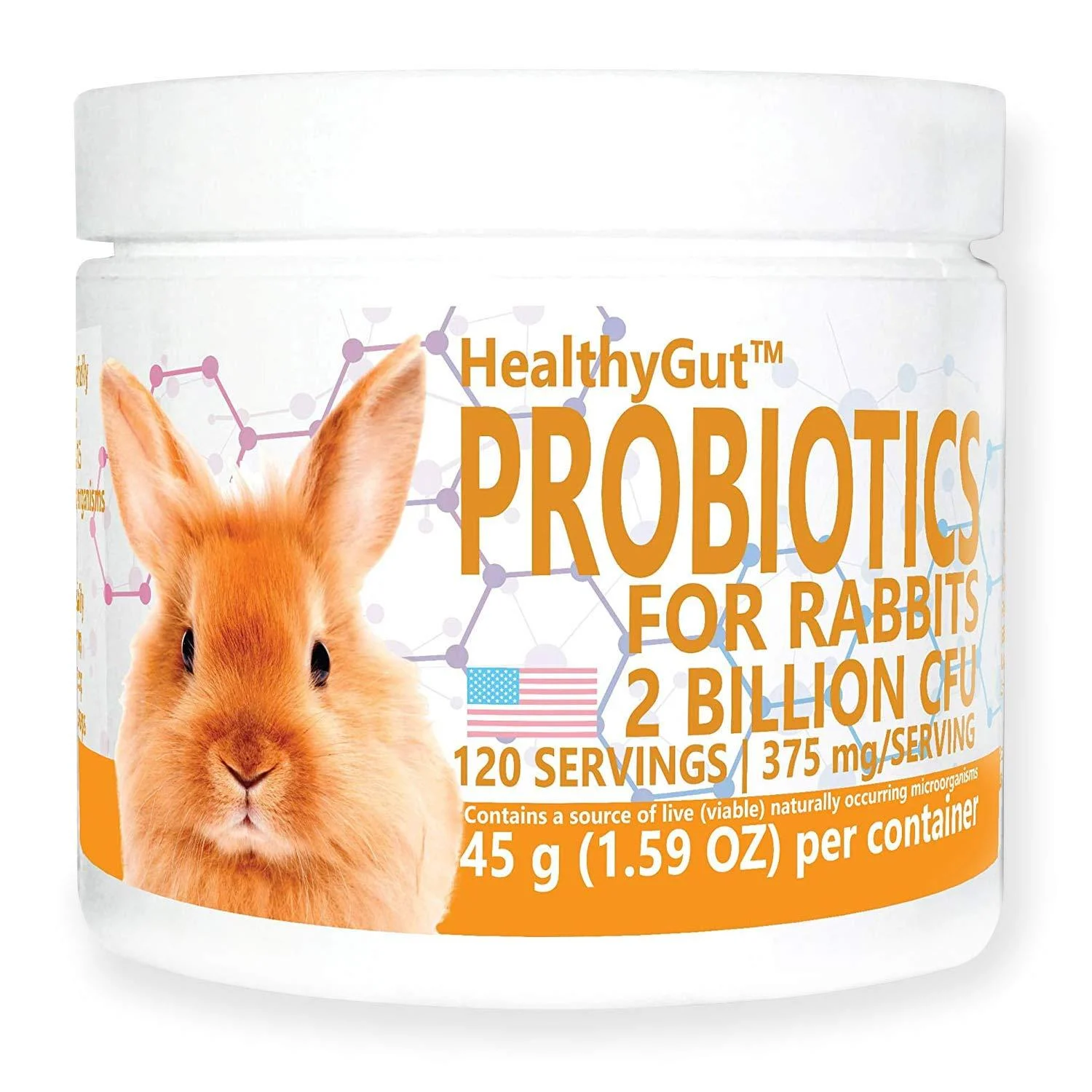 Equa Holistics HealthyGut Probiotics for Rabbits Dietary Supplement, All-Natural Digestive System Formula 120 Servings