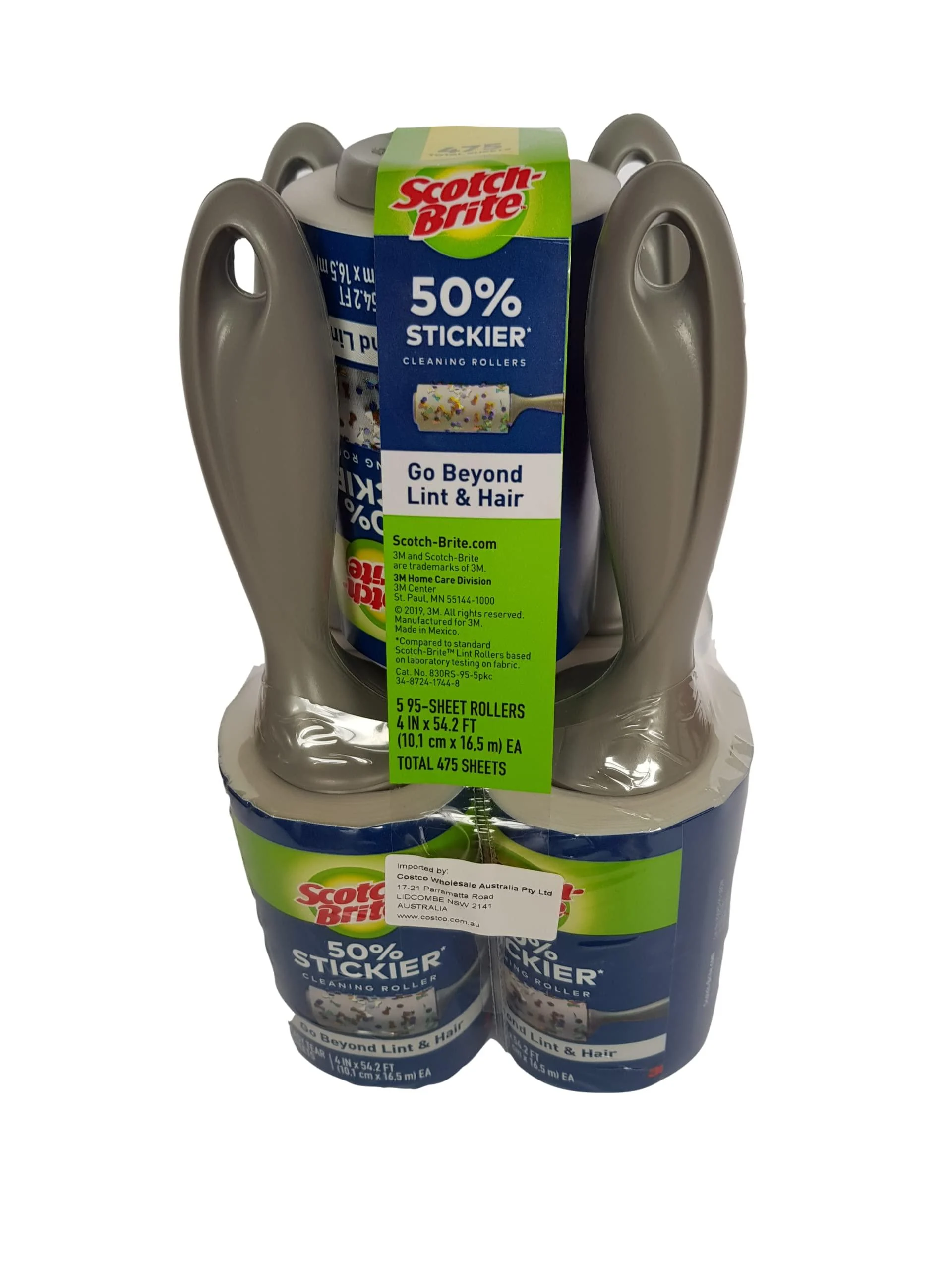 Scotch Brite 3M Lint Roller 50 % Sticker, 95 Sheets (Pack of 5), 475 Count - Scotch-Brite